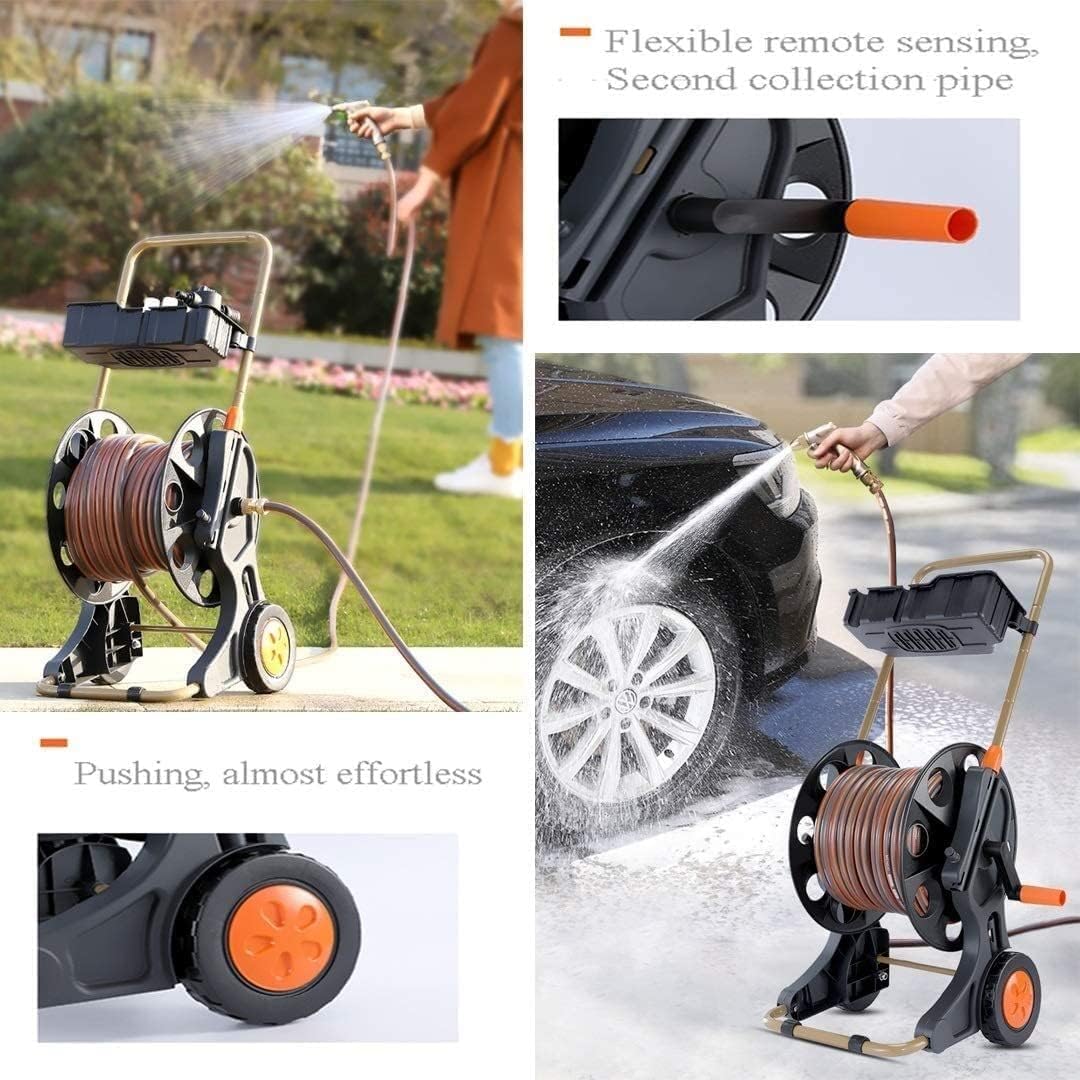 Portamangueras Carrete for Manguera de jardín, Carrito Ligero y portátil con Ruedas, Carrito for Manguera de riego de jardín
