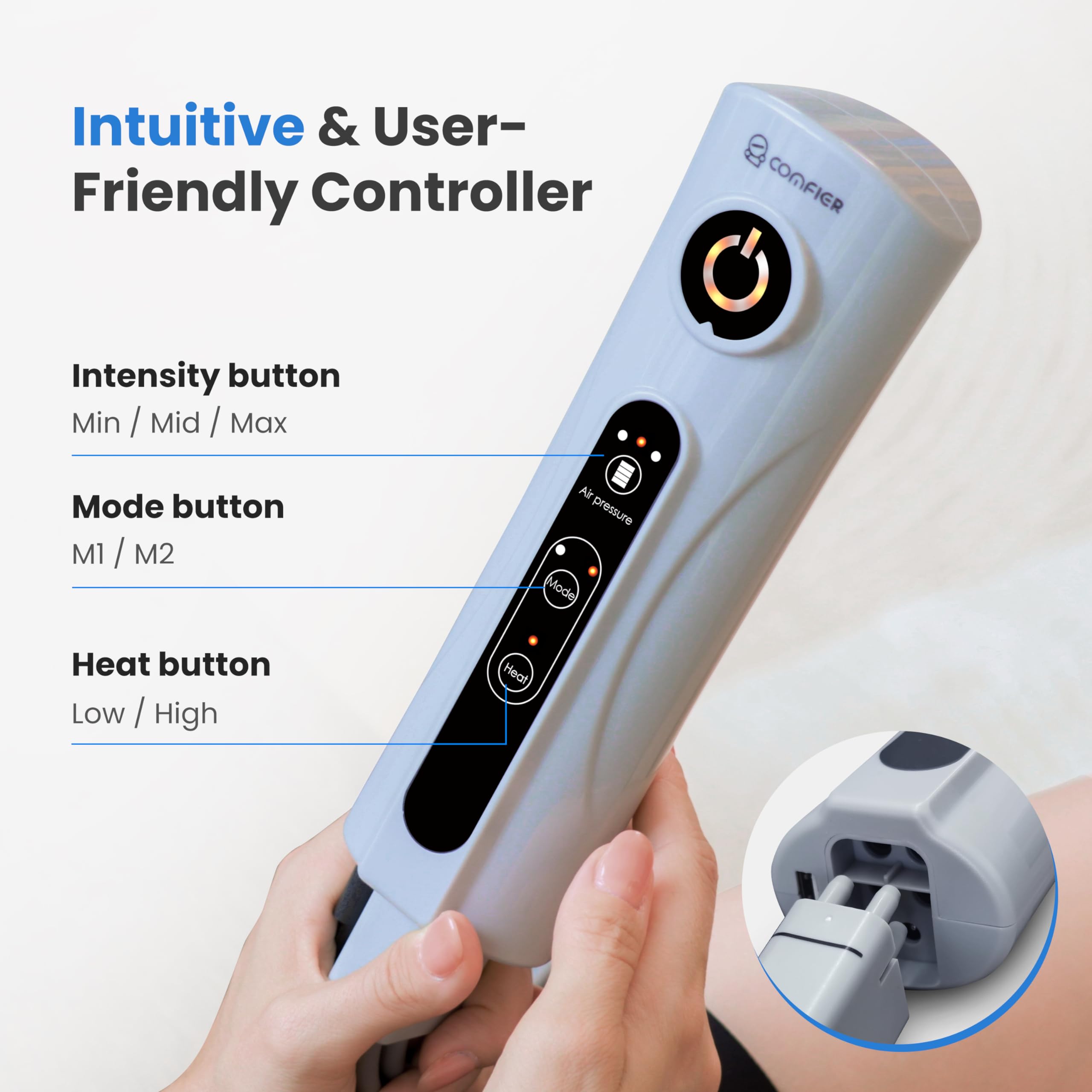 COMFIER Masajeador de Piernas con Función de Compresión y Calor, Masajeador de Pies y Pantorrillas con 3 Niveles de Intensidad y Botas de Masaje Ajustables, Regalo Mujer Hombre