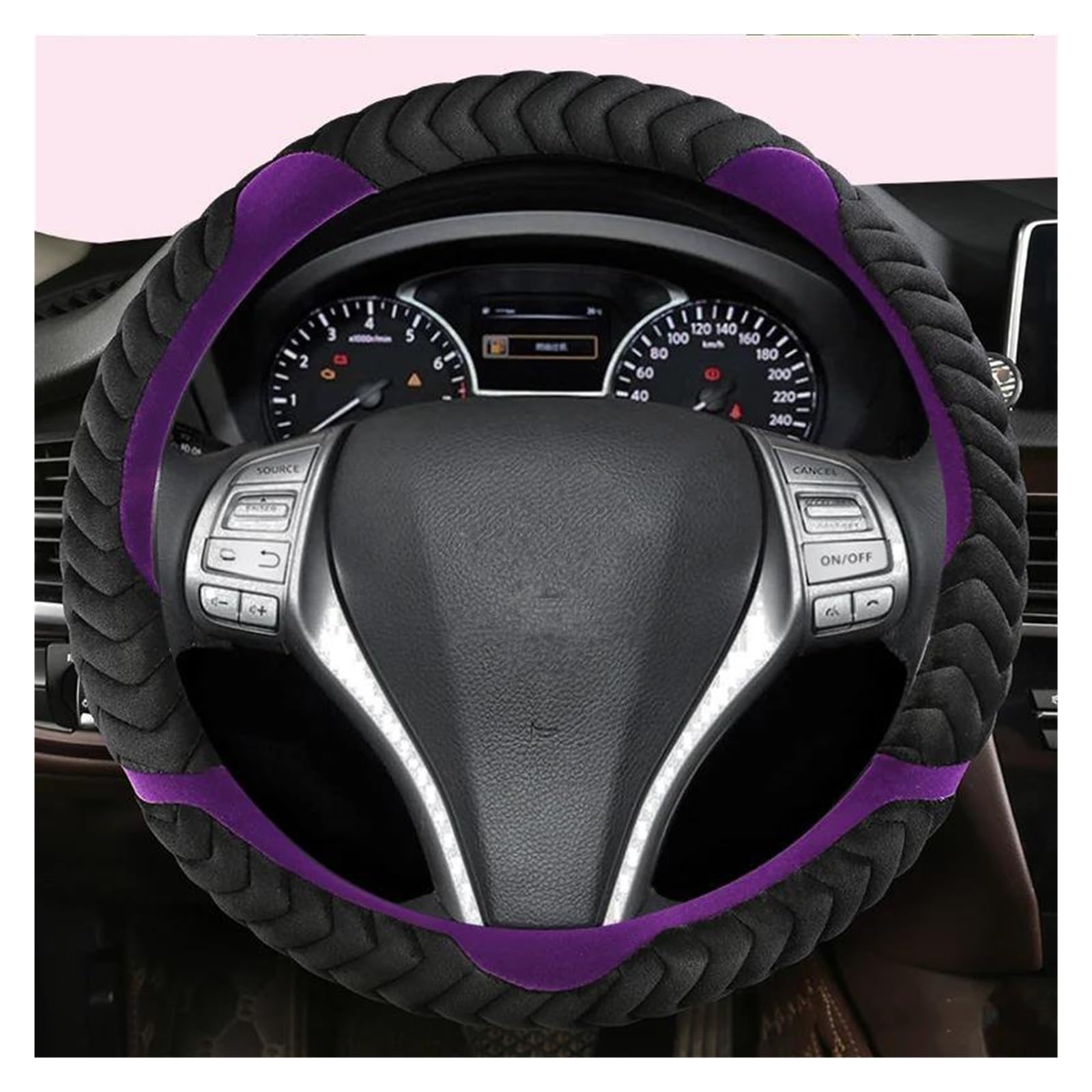 38 cm Pokrowiec na kierownicę samochodową do Nissan March Murano 350z Terrano NV200 Akcesoria do wnętrza samochodu Czerwona osłona kierownicy samochodu