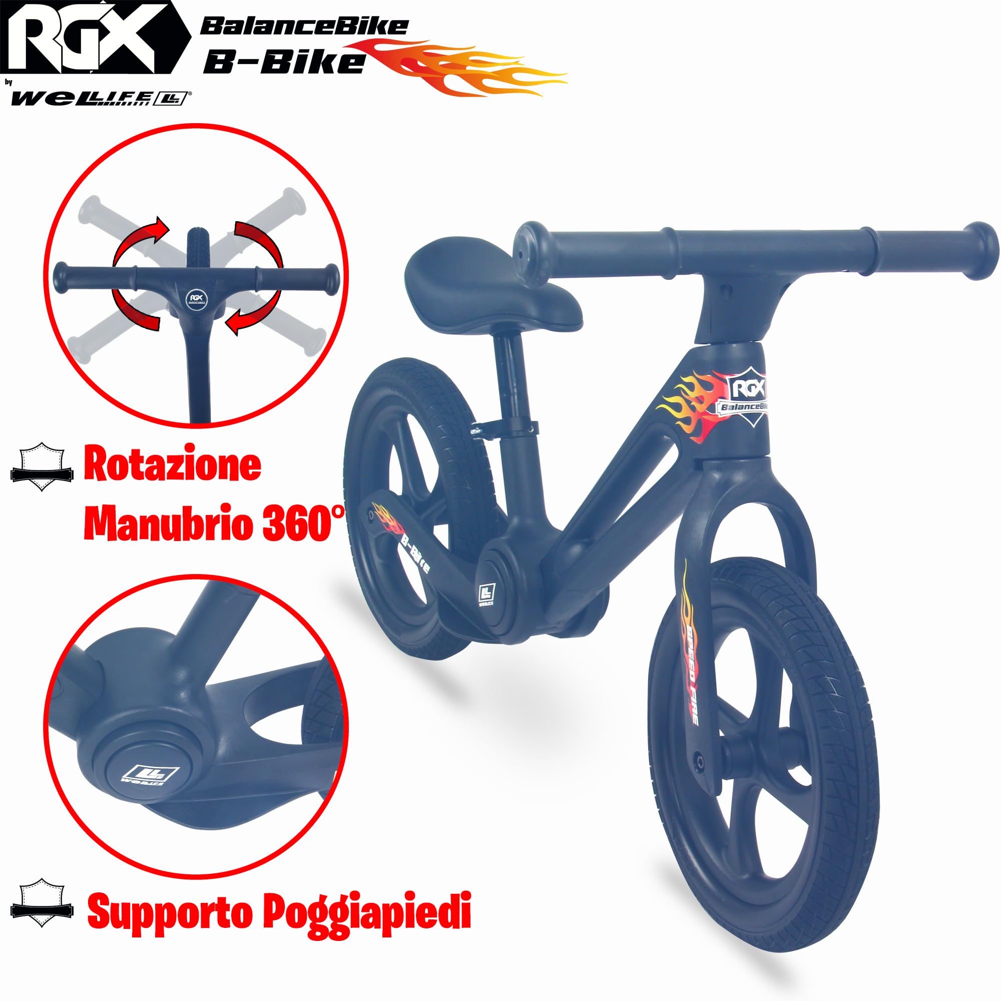 Vélo D'Équilibre BRN FLASH 12 Pouces - Cadre Alliage Magnésium, Sans Pédales, Enfant Unisexe