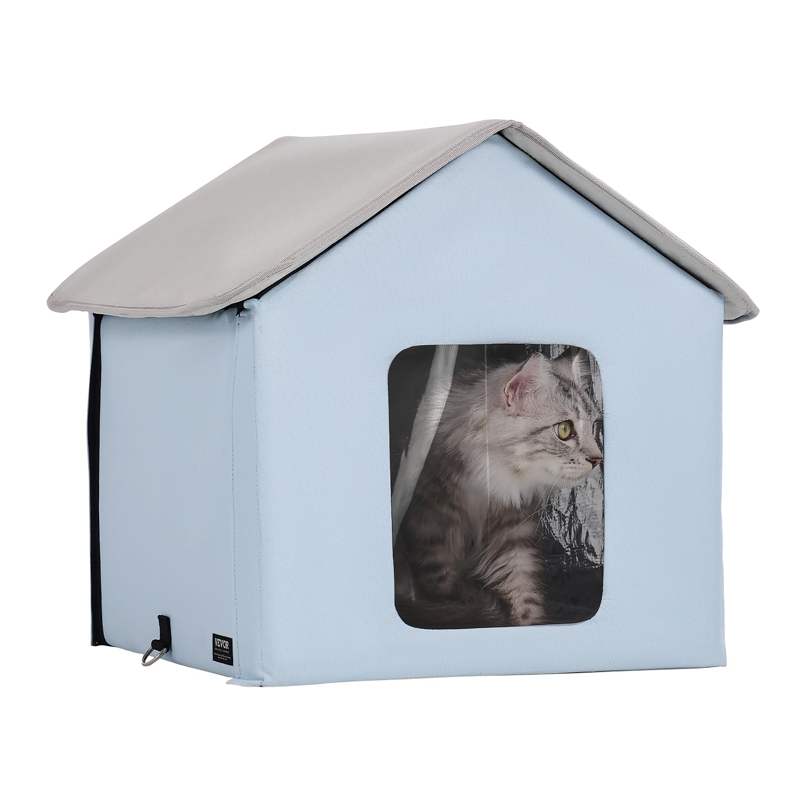 VEVOR Cuccia per gatti riscaldata, per esterni con temperatura regolabile e timer, per gatti pieghevole in tessuto Oxford 600D con cuscino riscaldato per l'inverno