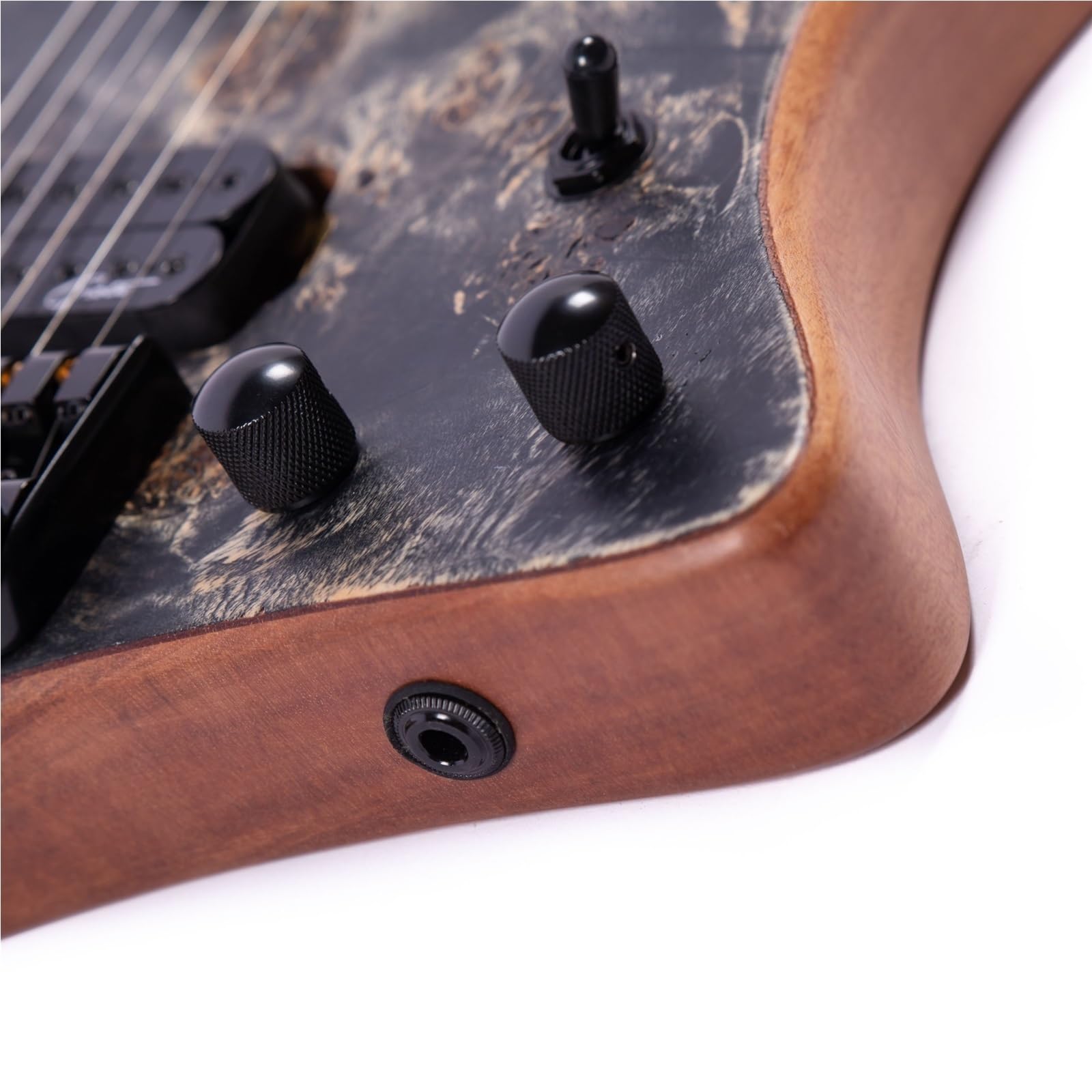 E-Gitarren-Starter-Set, 6 Saiten, 24 Bünde, Headless-Jazz-E-Gitarre, Schwarz