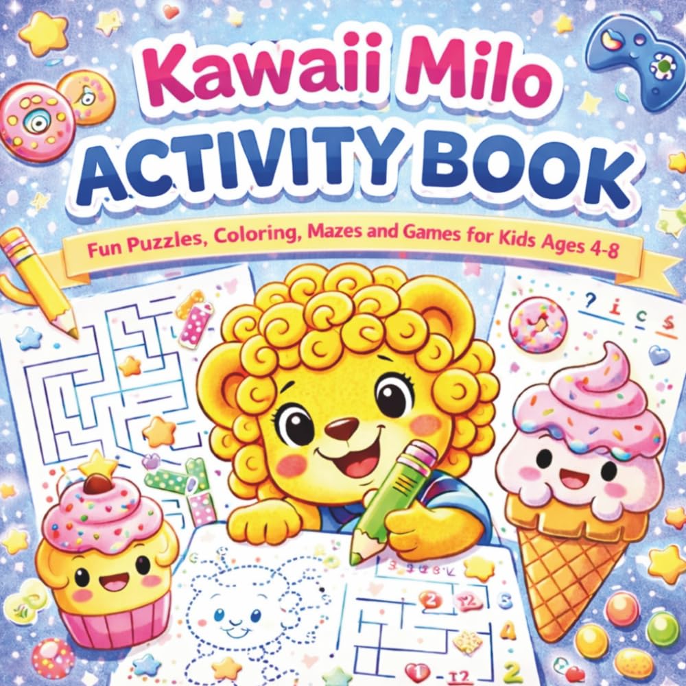 Kawaii Milo Activity Book for Kids Ages 4-8: Fun Puzzles, Coloring Pages, Mazes, Dot-to-Dot and Games for Kids | Cute Animal Activity Book