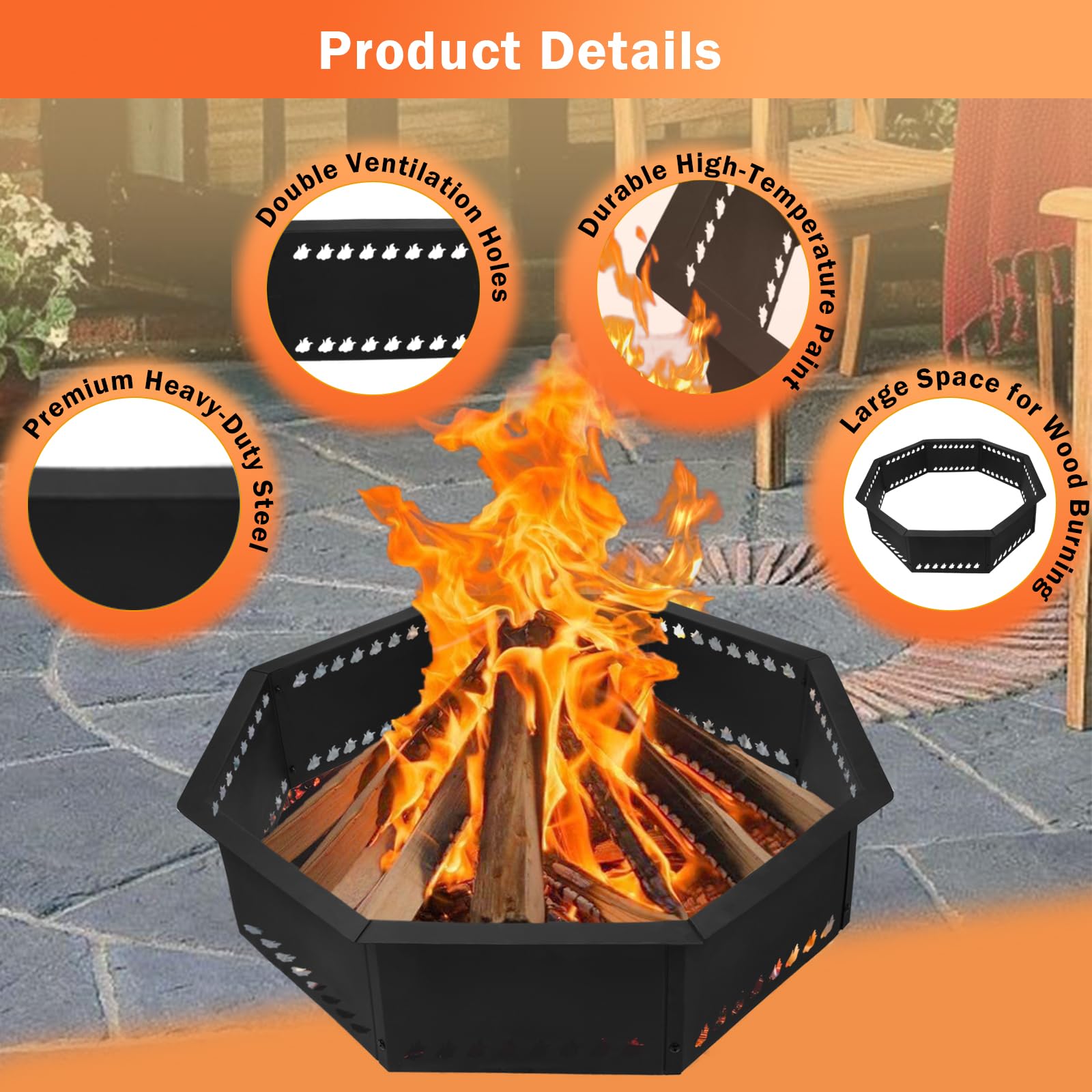 NOALED Feuerstellen Für Den Außenbereich, 86 Cm, Holzbefeuerte Feuerschale Für Den Garten, Holzbefeuerte Feuerschale Für Den Außenbereich, Party- Camping-Picknick-Grill