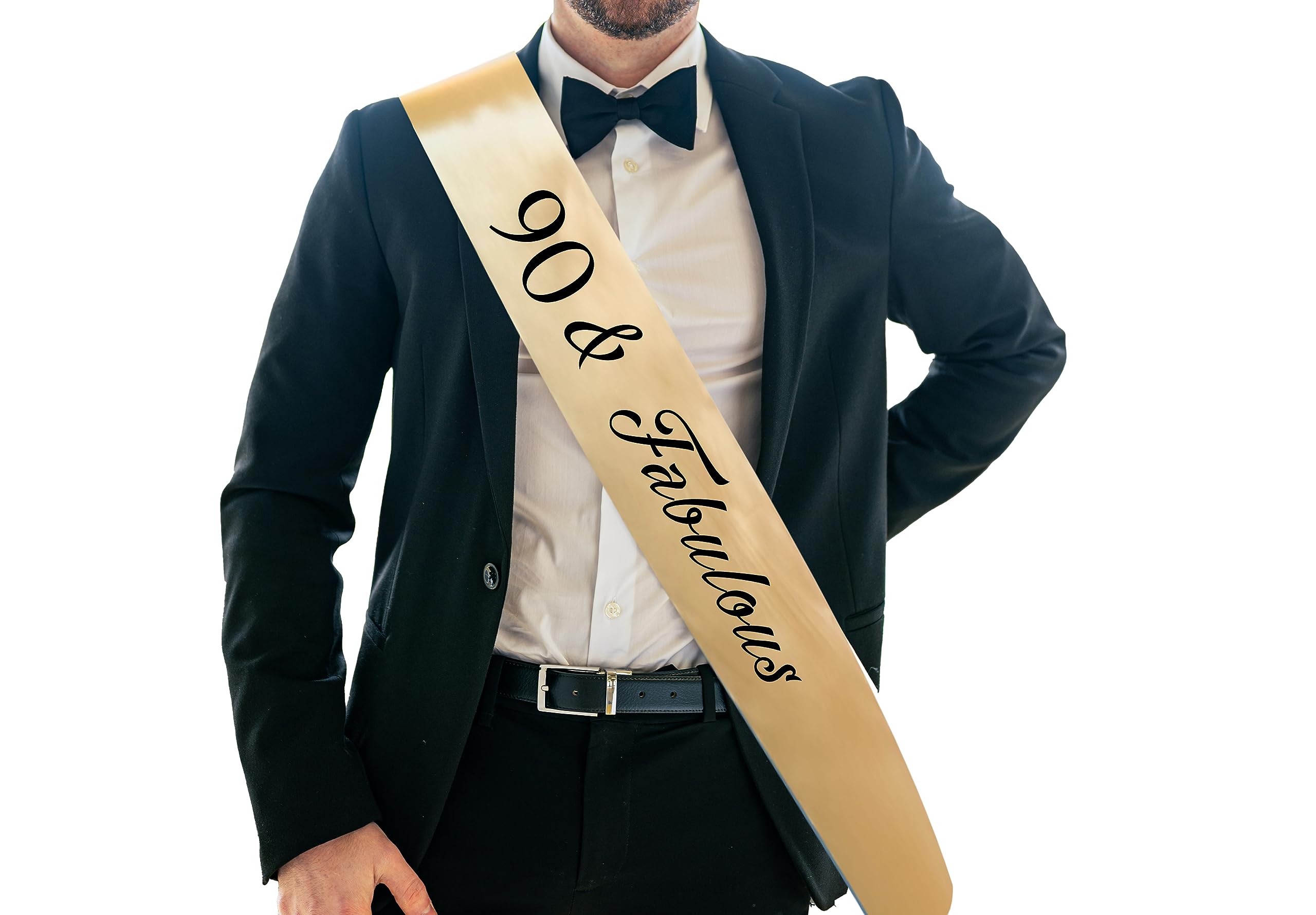 90 & Fabulous sash Gold for Men and Women Birthday /90th Birthday Sash Party Decoration-image-45