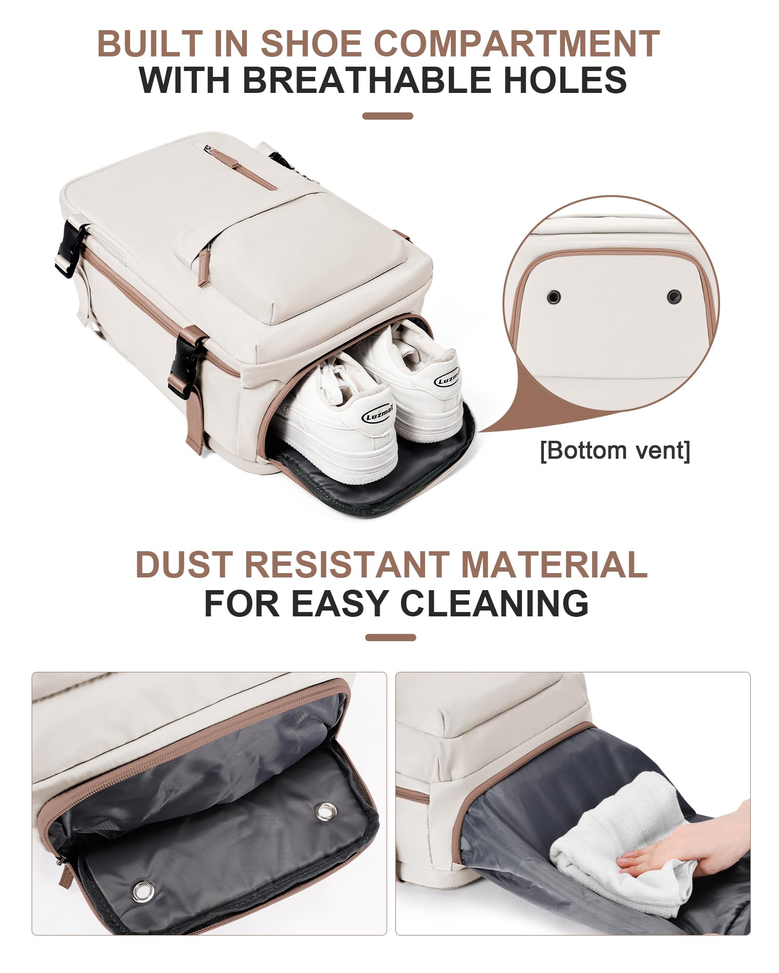 BJLFS Borse da Cabina per Ryanair 40×20×25 Zaino da Viaggio con Sottovuoto Bagaglio a Mano Easyjet 45×36×20,Zaino con sistema di compressione,Zaino Casual per laptop da 14 pollici per scuola