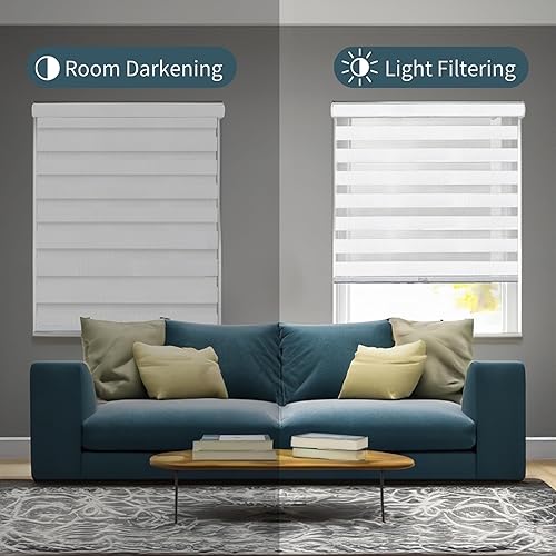 Miniatura 6 de CHICOLOGY - Sombras de cebra sin varillas para uso diario, tratamiento de doble capa para ventana de filtrado de luz, ideal para niños y perfecto