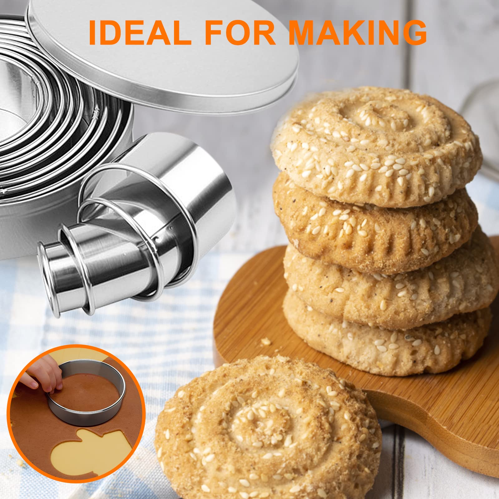 Emporte Piece Rond, 12 Pièces Cercle A Patisserie Emporte Piece Patisserie En Acier Inoxydable, Decoupoir Patisserie Rond Pour Biscuits, Gâteaux, Desserts