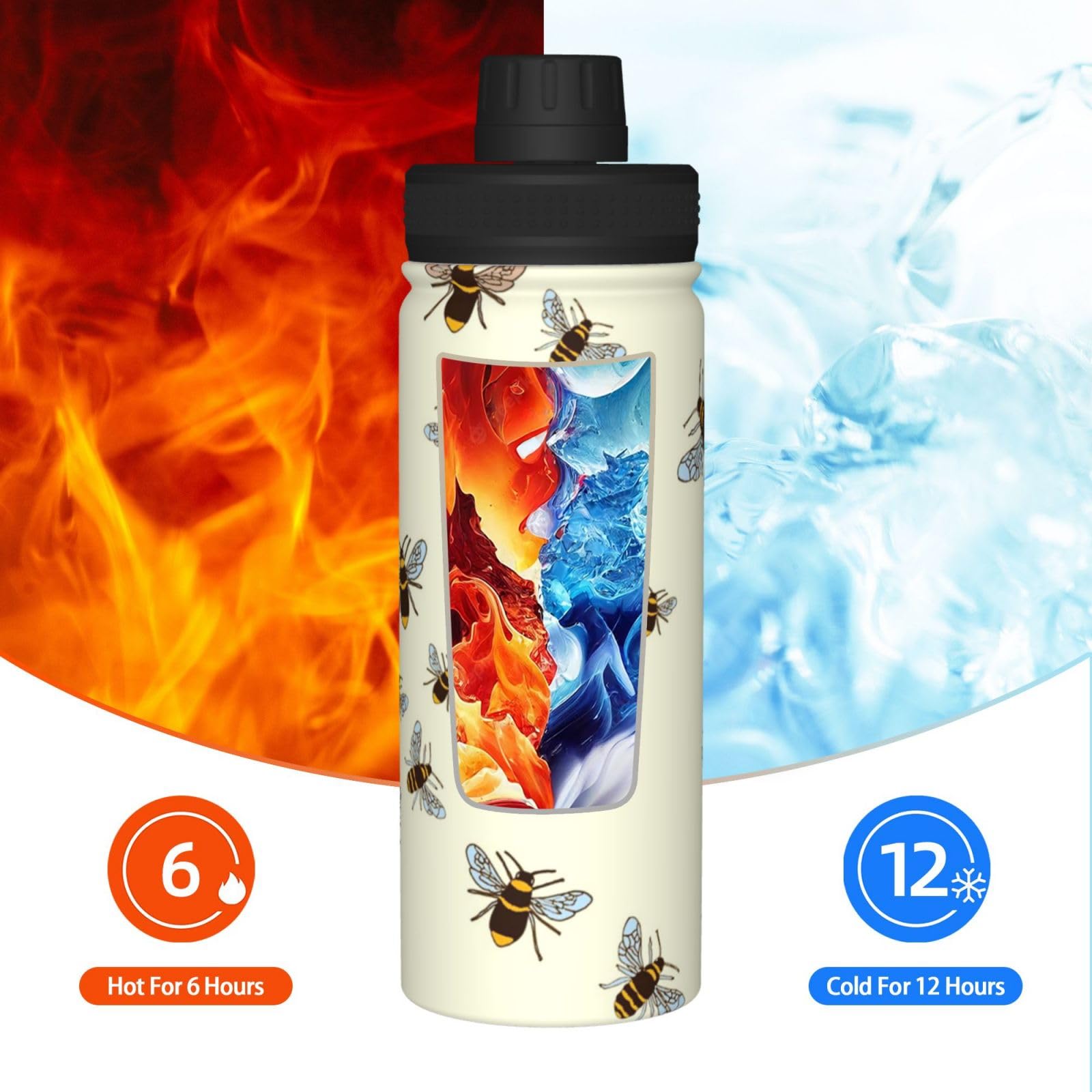 Brilliant Print Wasserflasche Edelstahl Isolierflaschen 18oz Sport Wasserflaschen für Männer Frauen