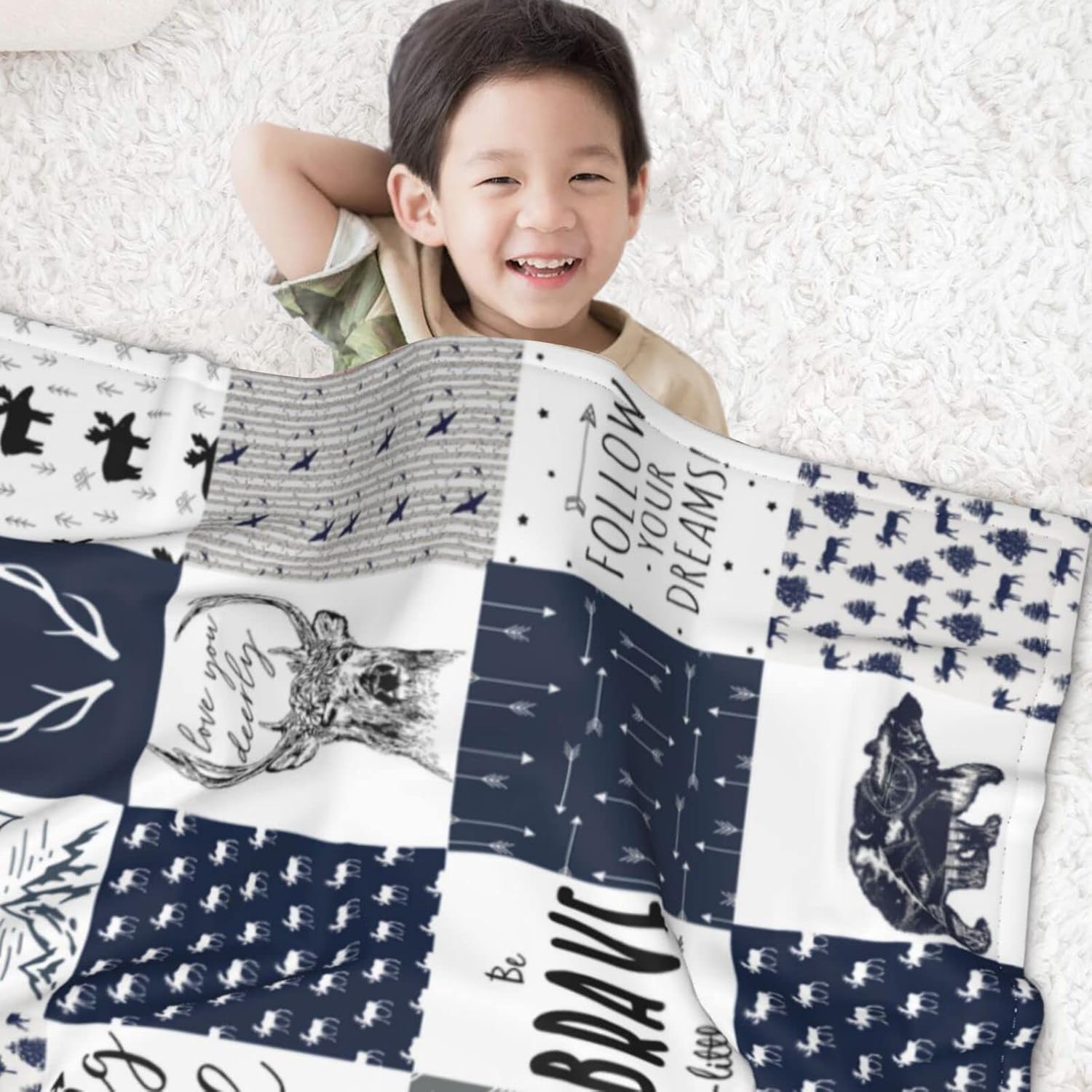 Socira Rustic Woodland Throw Blankets for Boys, Kids Moose