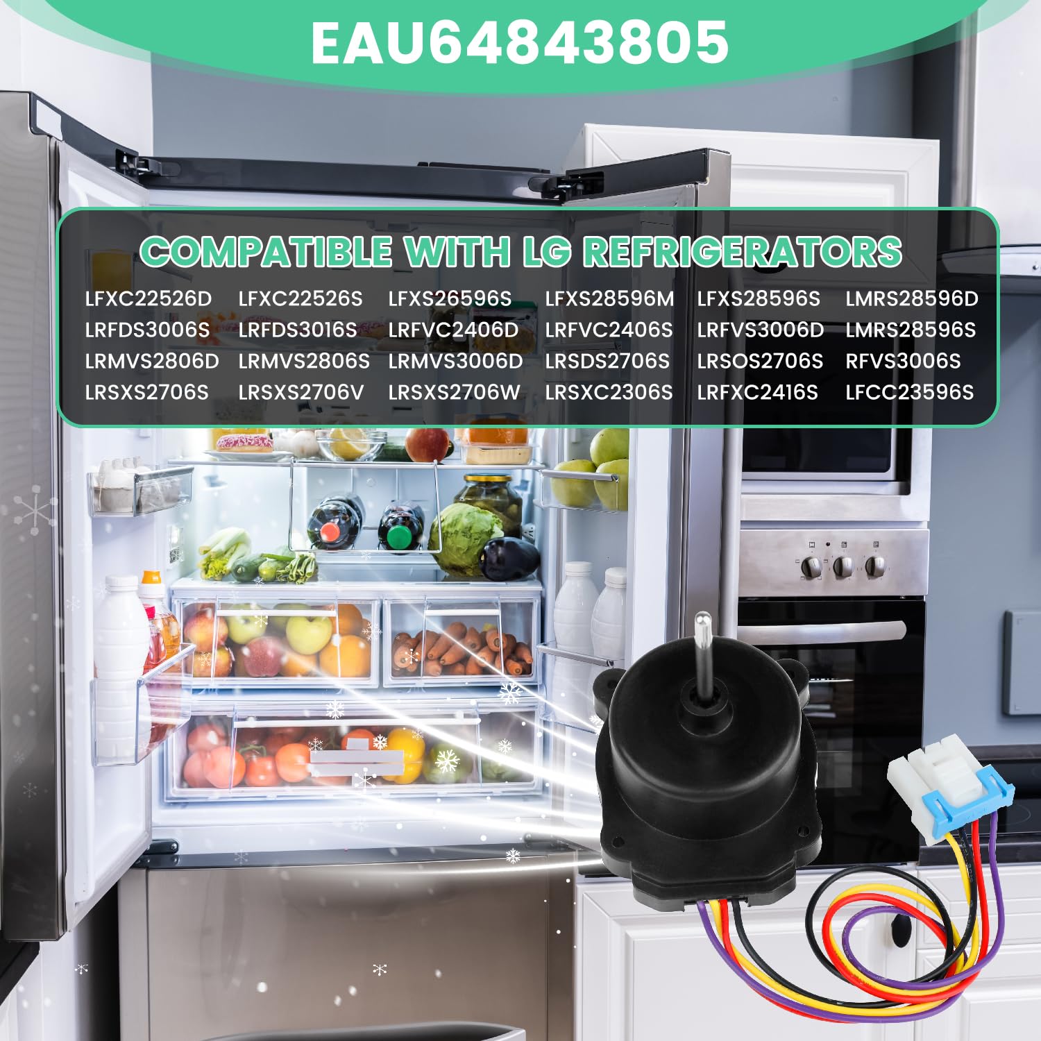 EAU64843805 Condenser Fan Motor Assembly Fit for LG Refrigerator Fan Motor Replacement for AP6992868 PS16223525 EAP16223525 Z40I12MS1A0-57K06C DC 12V 1A LRFDS3016D/00 LRFDS3006D/00 LRFXC2416S/01
