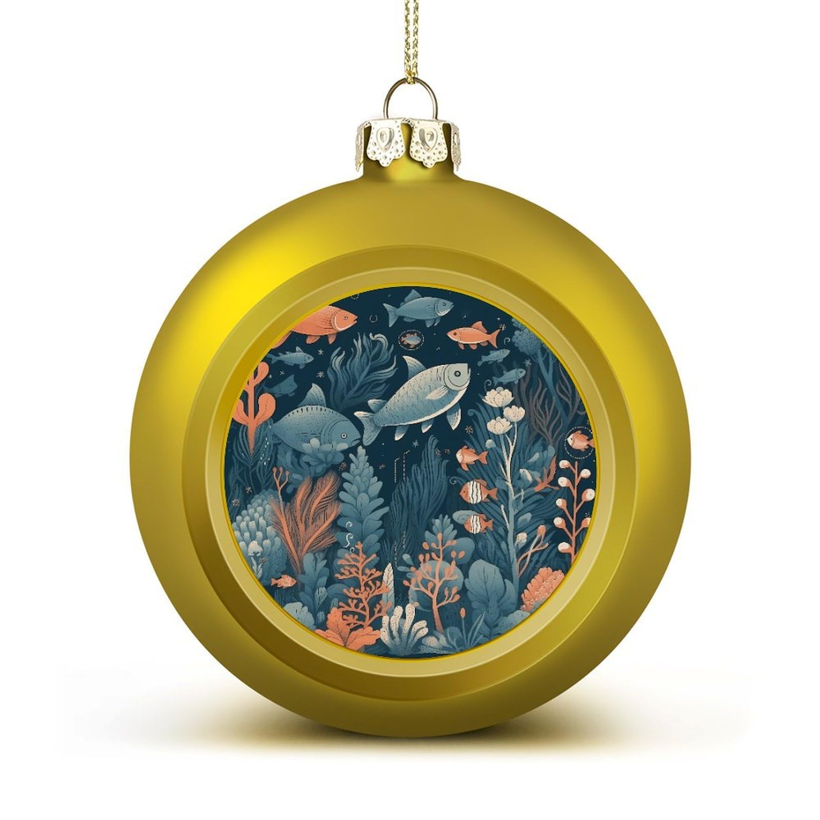 Hand Drawn Sea Animals Christmas Balls Ornaments for Xmas Christmas Tree 1.6" Hanging Shatterproof Xmas Balls Hanging Decor Pendants for Holiday Party Outdoor Indoor DIY Craft Supplies