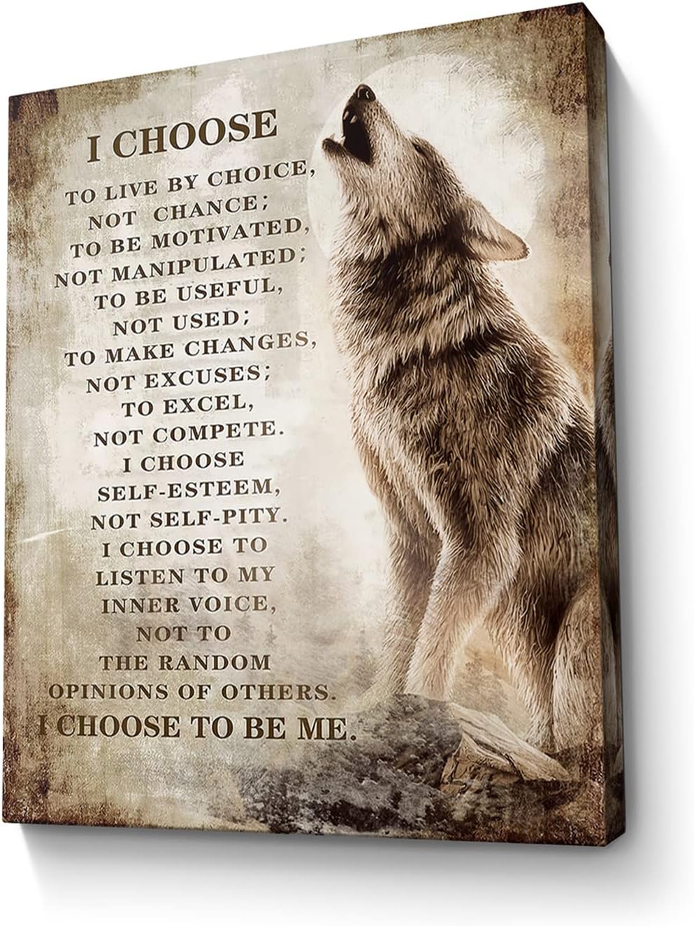 Motivational Wolf Canvas Wall Art Christian Wolf Gift for Men Picture Wall Decor Inspirational Quotes Painting Framed Modern Artwork for Bedroom Bathroom Office Home Decor 12x16 inch