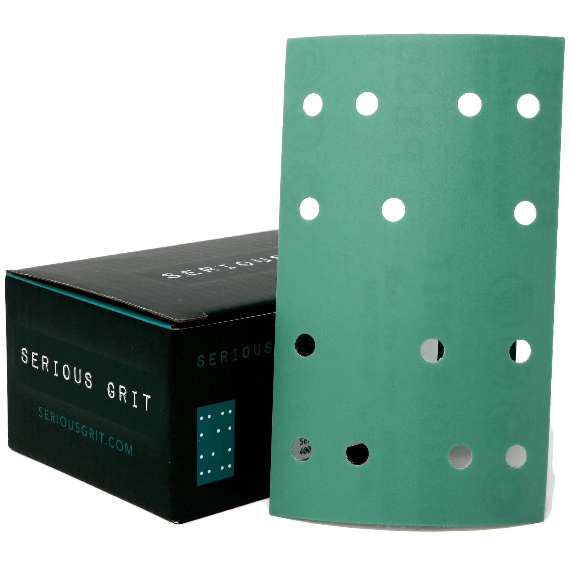 Serious Grit - 80x133mm 14-Hole P800 Grit Hook & Loop Sanding Sheets - Fits Festool RTS 400 & Mirka DEOS 353-50 Pack Box