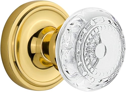Nostalgic Warehouse 752367 - Roseta clásica simulada individual con perilla de cristal para prados, tamaño del respaldo latón sin lacar