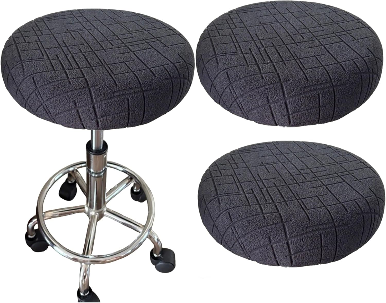HAOYONG Stool Covers Round, Bar Stool Cover, Round Stool Slipcover with Elastic Bands Nonslip and Washable Stretchy Circle Chair Covers for Home Bar Hotel 12"-15" Set of 4 (Coffee)