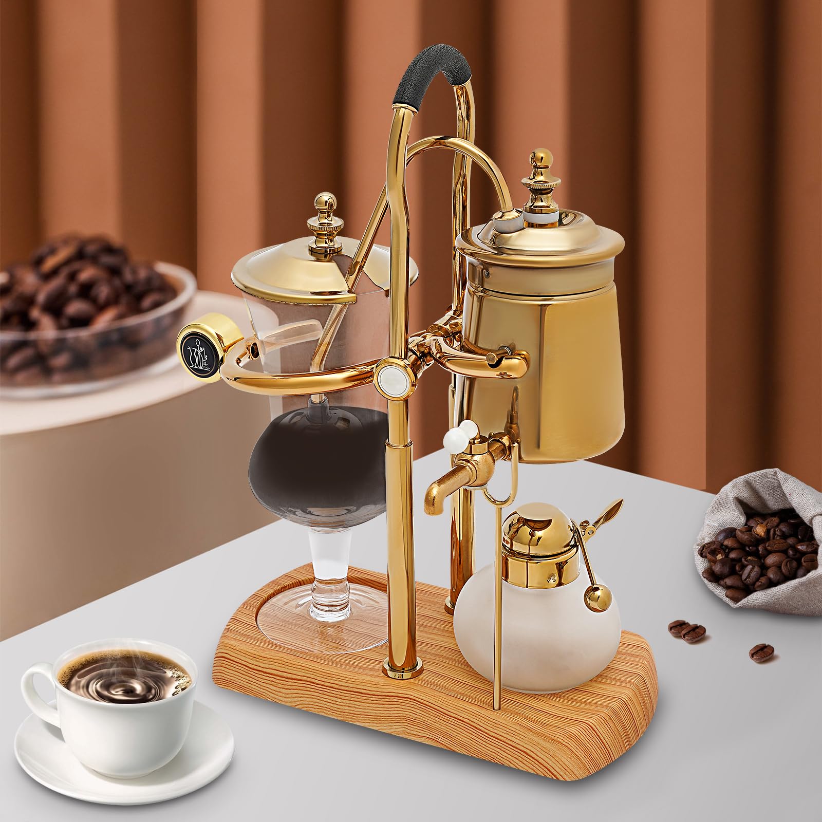 Luxuriöse Siphon Kaffeemaschine Vakuum Kaffeezubereiter Belgische Kaffeekanne Königliches Design mit Integriertem Filter für Perfekten Kaffeegenuss