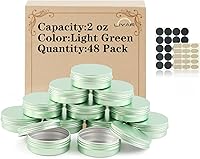 Vista 8 de Tarros de aluminio de 1 onza, paquete de 48 latas de velas, recipientes pequeños versátiles con tapas, lata de metal para bálsamos, especias