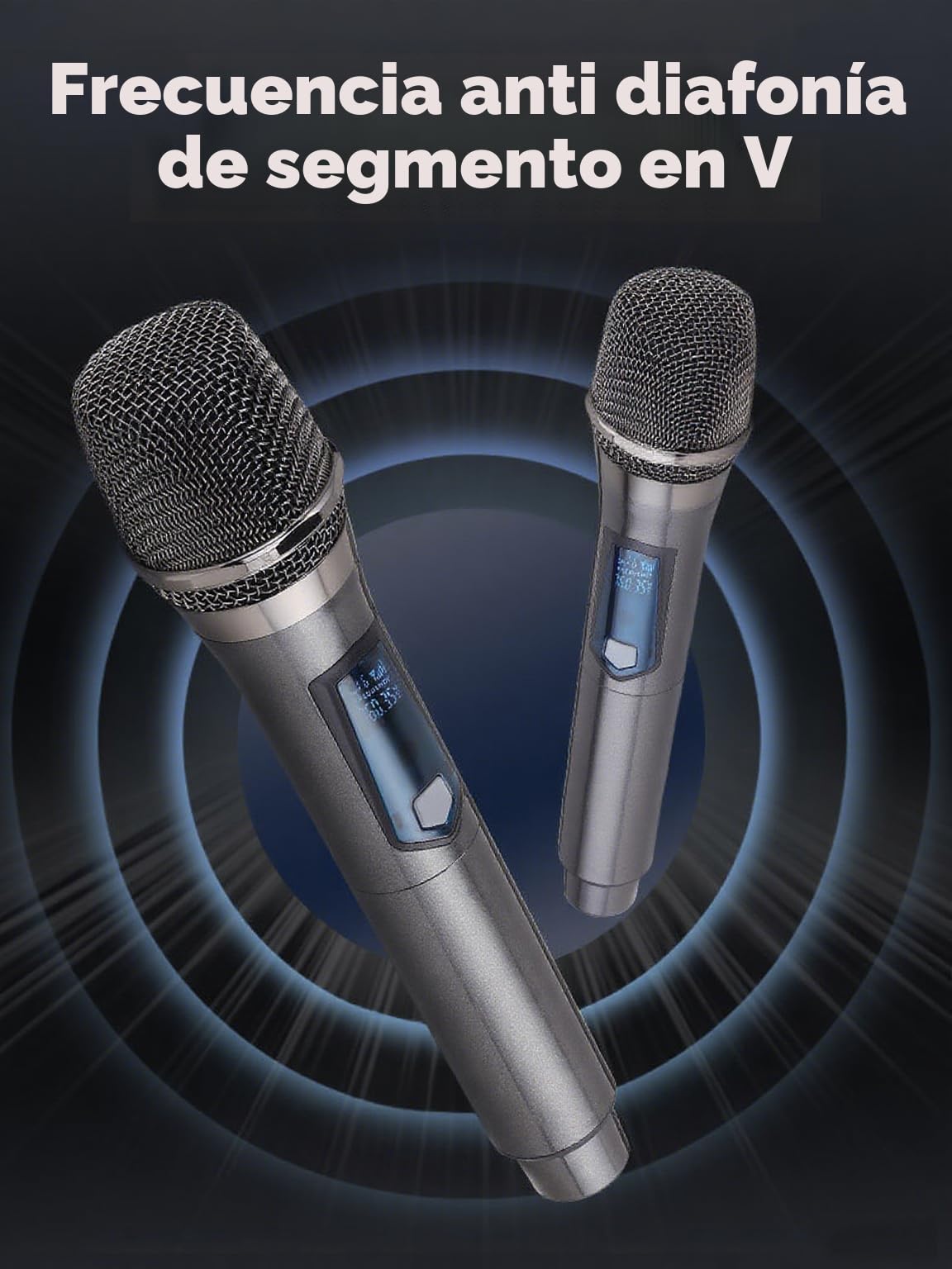 Micrófono inalámbrico, micrófono inalámbrico Dual UHF Recargable, micrófono Dual inalámbrico dinámico portátil para Canto Karaoke, Boda, DJ, Fiesta, discurso, Iglesia, Uso en Clase, PA