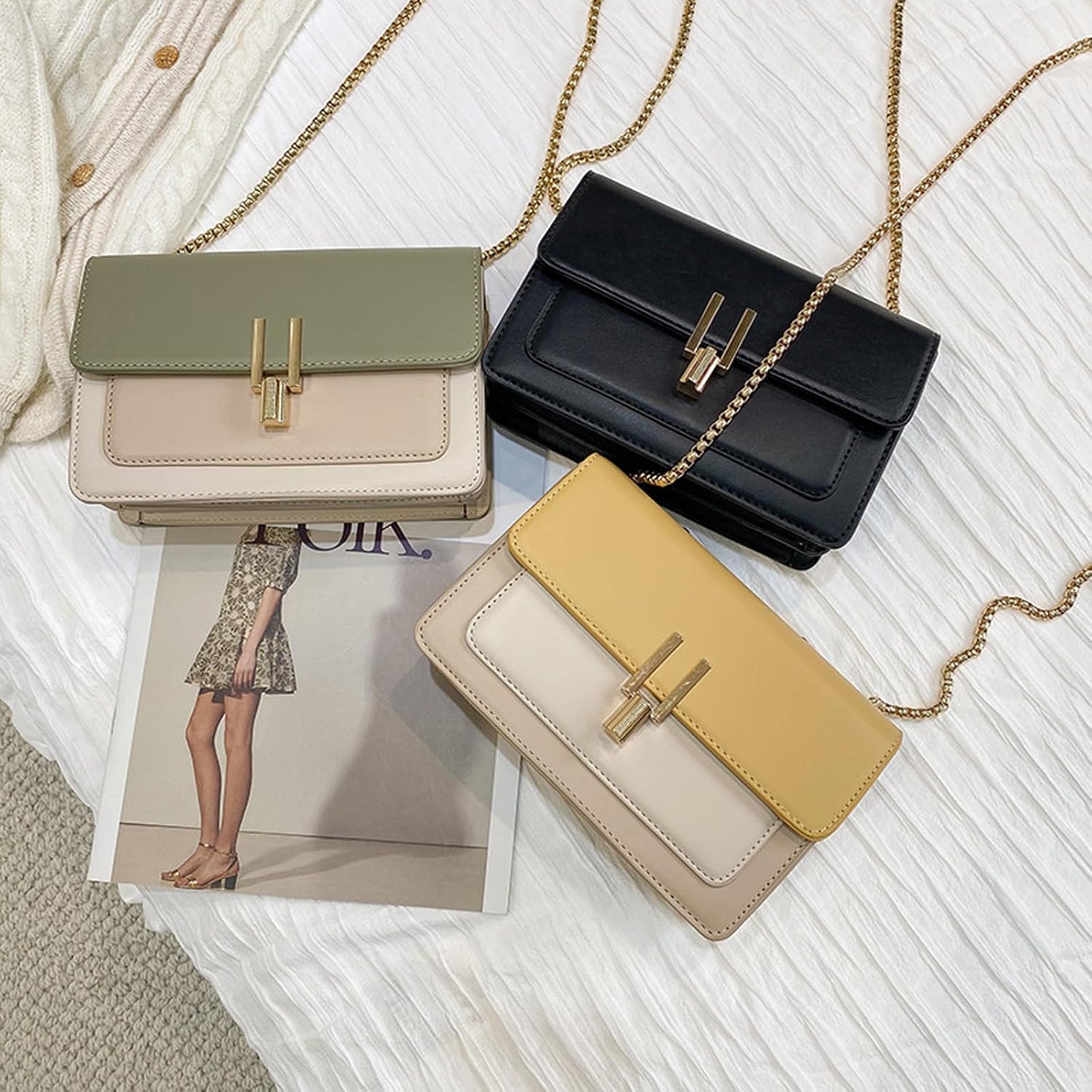 Cute Color Block Crossbody Bags Designer Handbags Leather Satchel Shoulder Purse for Women - Image 3