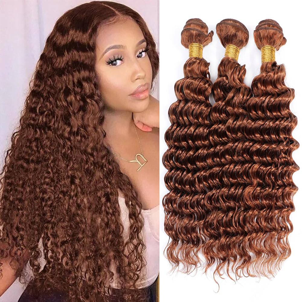 Color 30 Brown Deep Wave Bundles - Brazilian Virgin Hair