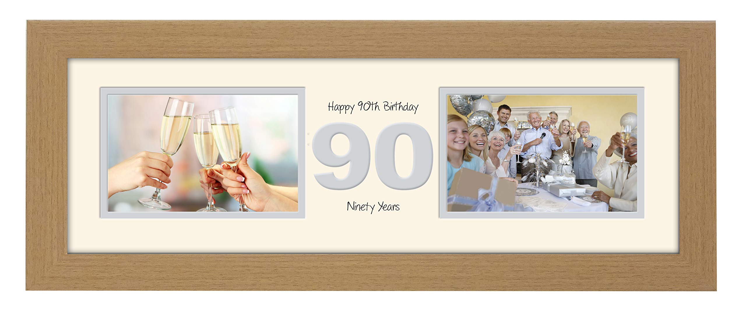 Photos In A Word Oak Finish Frame Cream Mount Grey Inside 90Th Birthday Photo Frame Ninetieth Gift Takes Two 6”X4” Landscape Photos 1230A (Oak Finish Frame Cream Mount Grey Inside)