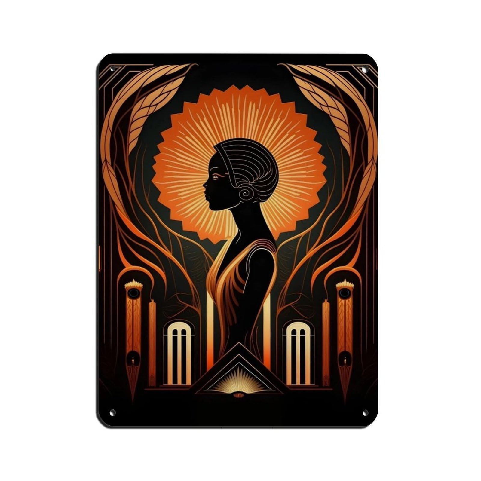 Gold Art Deco Poster,Vintage Art Deco (6) Retro Poster Metal Tin Sign Chic Art Retro Iron Painting Bar People Cave Cafe Family Garage Poster Wall Decoration 12x16inch(30x40cm)