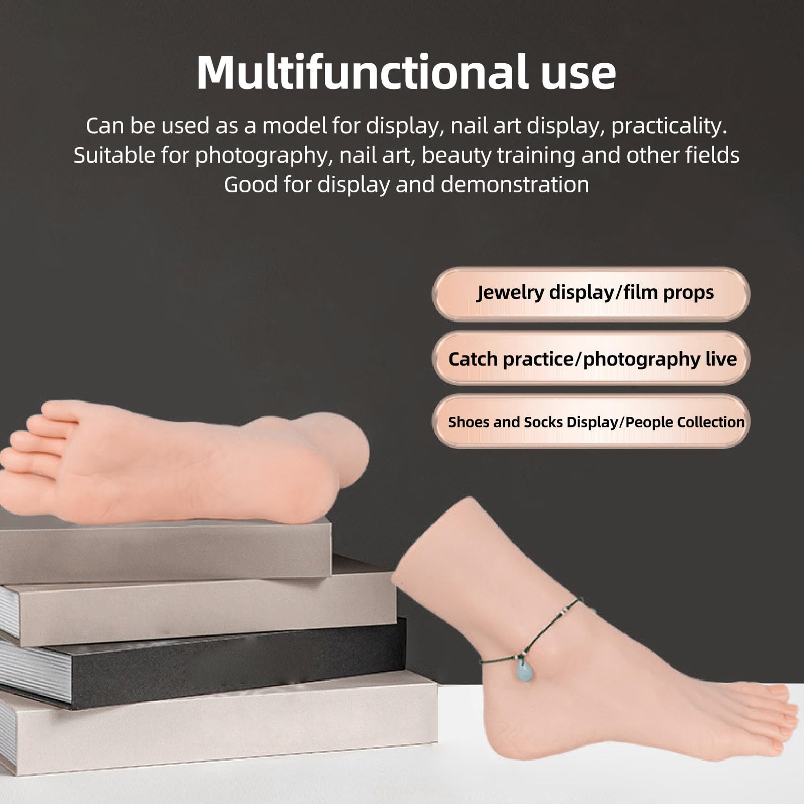 1 par de Pisos de Silicona Modelo de Arte de Uñas Realizado Posicionamiento de Articulaciones Flexibles para el Entrenamiento de Belleza de Manicura por Fotografía con