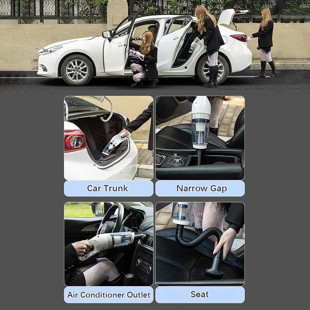 Mini aspiradora portátil de mano inalámbrica para coche con 6000 Pa de succión fuerte carga USB para el pelo de mascotas, sofá, limpieza de grava, teclado de oficina en casa