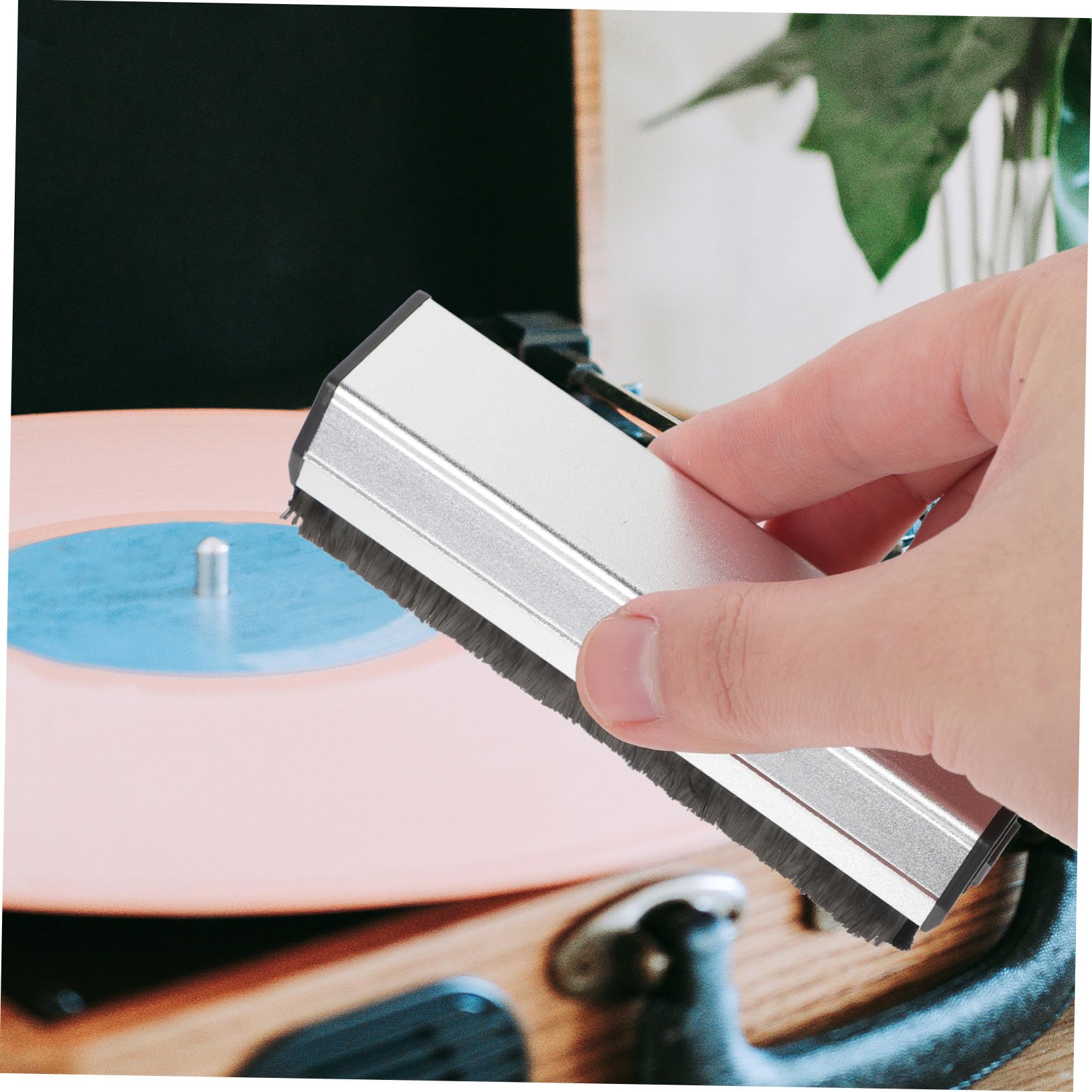 Cepillo para Limpieza Vinilos Duradero de Aluminio Elimina Polvo y Estático Protege Discos Antiguos y Agujas Profesional para Tocadiscos