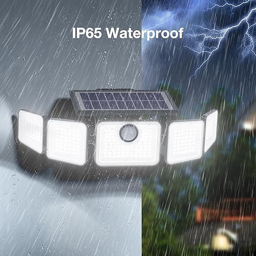 Miniatura 7 de Luces solares de 6000 lm para exteriores, luces solares de inundación para exteriores, 230 LED, 5 cabezales, luces con sensor de movimiento,