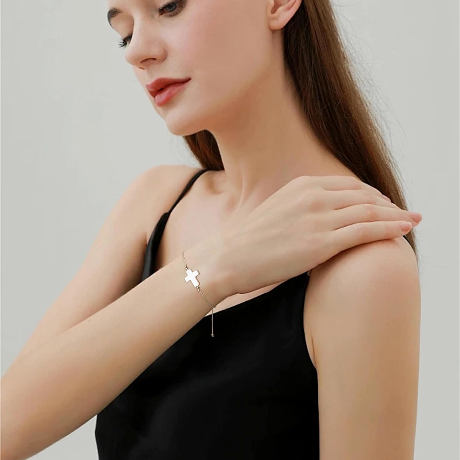 Cross Star Heart Charm Stackable Bracelets Set for Women, 3 PCS Simple Handmade String Rope Braided Adjustable Bracelet Friendship Bohemian Summer Jewelry Gift - Image 2