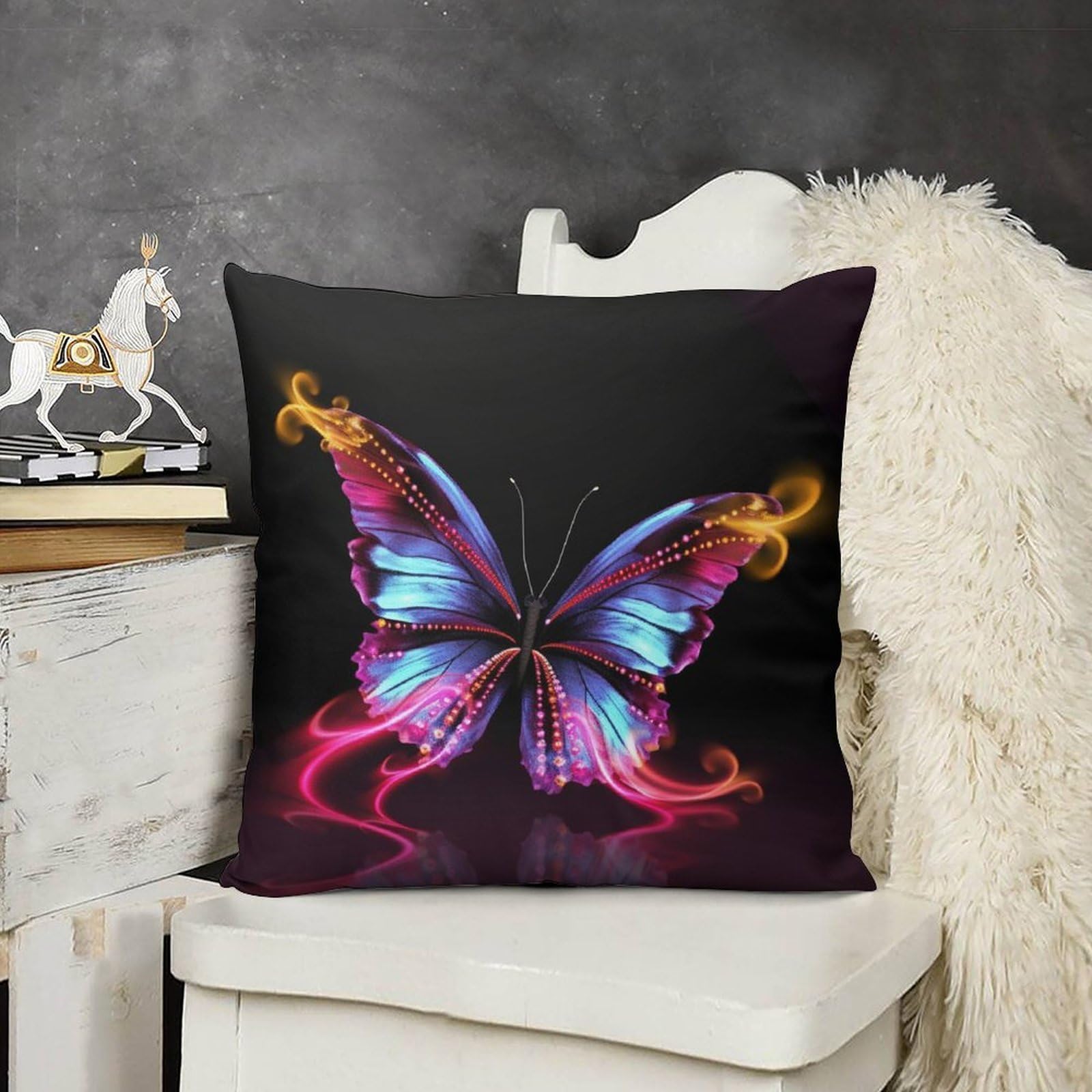 FodPand Boho Farmhouse Dancing Butterfly Pillow Covers with Hidden Zipper 24x24 Soft Plush Cushion Cover Decorative Throw Pillow Cases for Couch Bed Sofa Living Room Indoor Outdoor Home Decor