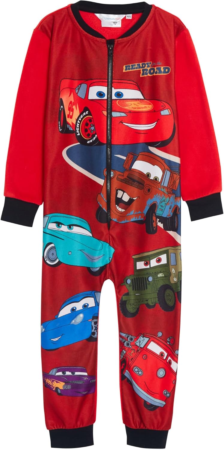 Disney Cars Onesie For Kids Fleece All In One Boys Lightning McQueen Pyjamas Mater Sleepsuit Pjs