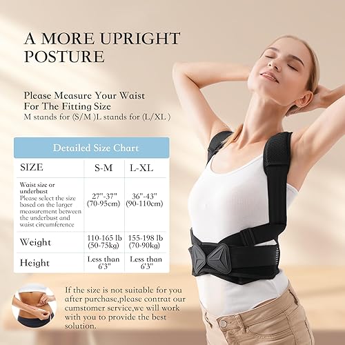 Miniatura 5 de Corrector de postura para mujeres y hombres ajustable y transpirable para la parte superior de la espalda, corrector de postura enderezador de