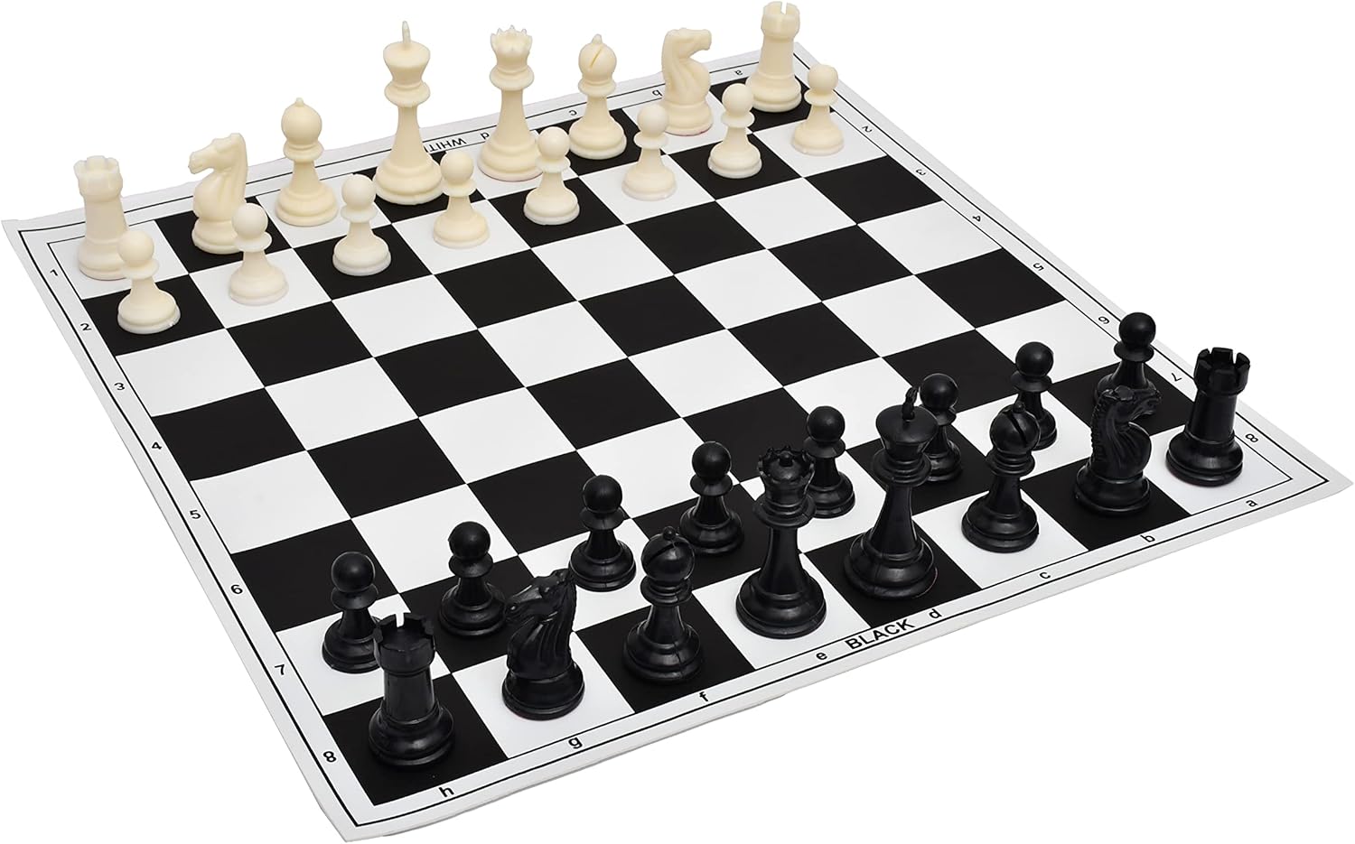 17'' Inches Tournament Vinyl Foldable Chess Set (Fide Standards) with 2 Extra Queens + Carry Pouch - for Professional Chess Players (Black)