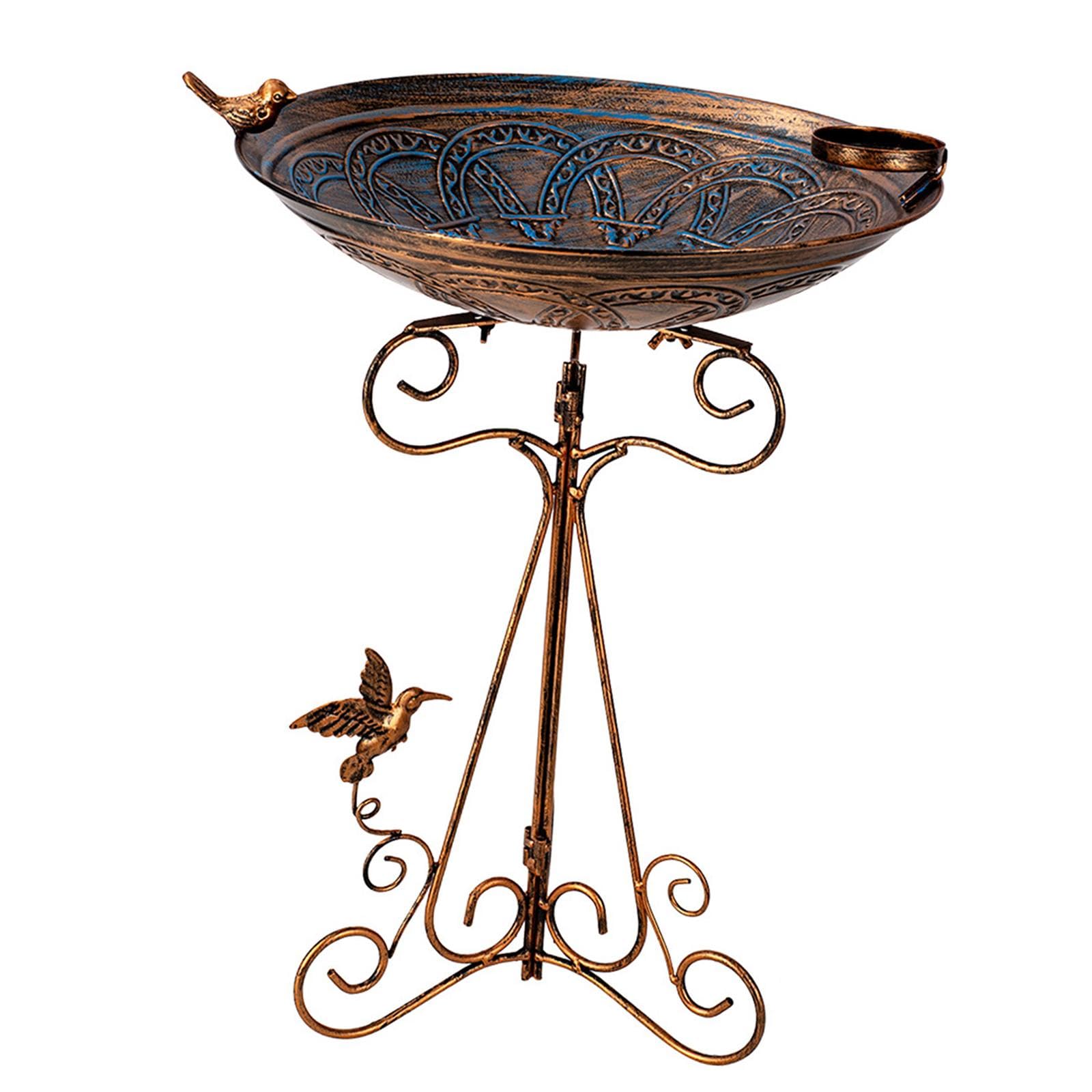 Comedero y Bebedero para Aves Silvestres de Hierro, 32 cm x 47.5 cm (12.6" x 18.7"), Fácil Instalación para Jardín