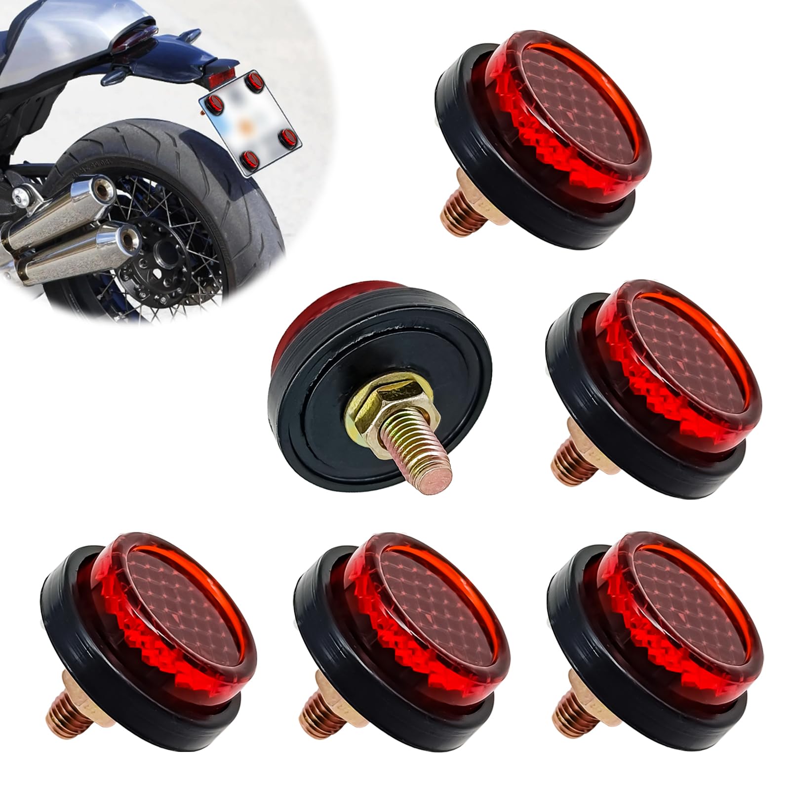 Tornillos reflectantes M5 impermeables con catadióptrico rojo mini 8