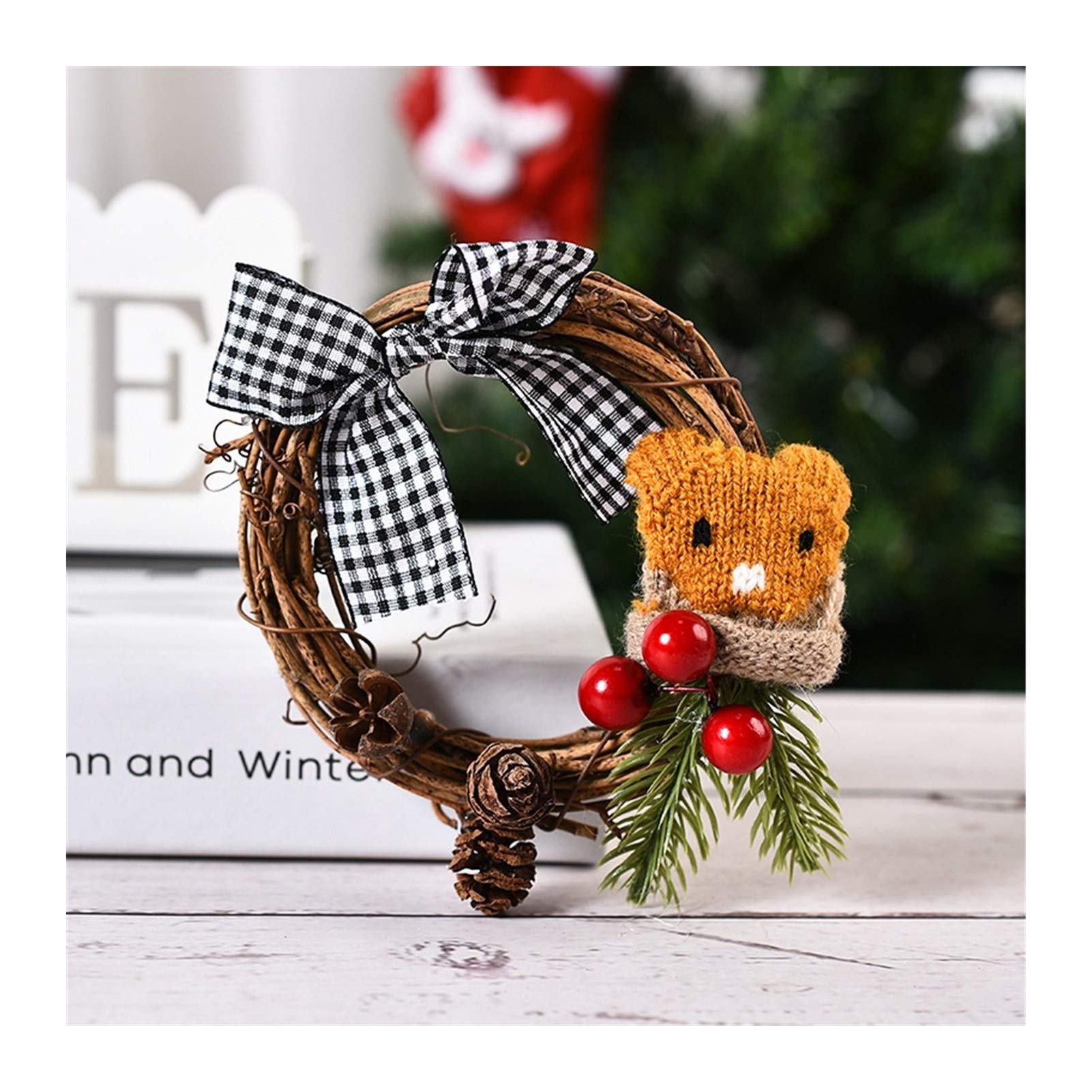 Herbstkranz 8 Stile Kreativer Weihnachtskranz Handgemachte Wandbehang Wand Tür Dekoration Girlande Ornamente Familie Weihnachtsfeier Dekor Weihnachtskranz (Color : 04)