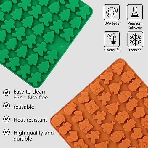 Miniatura 2 de 2 moldes de silicona de grado alimenticio para hornear, galletas, gomitas, pudín, gelatina, dulces y galletas de perro, 2 unidades AILEHOPY