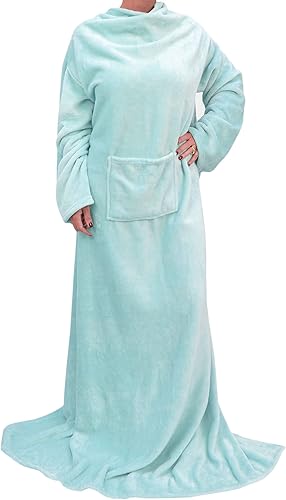 Miniatura 5 de Catalonia Manta de vestir con mangas y bolsillo, acogedora manta de forro polar suave de visón de microfelpa para mujeres y hombres