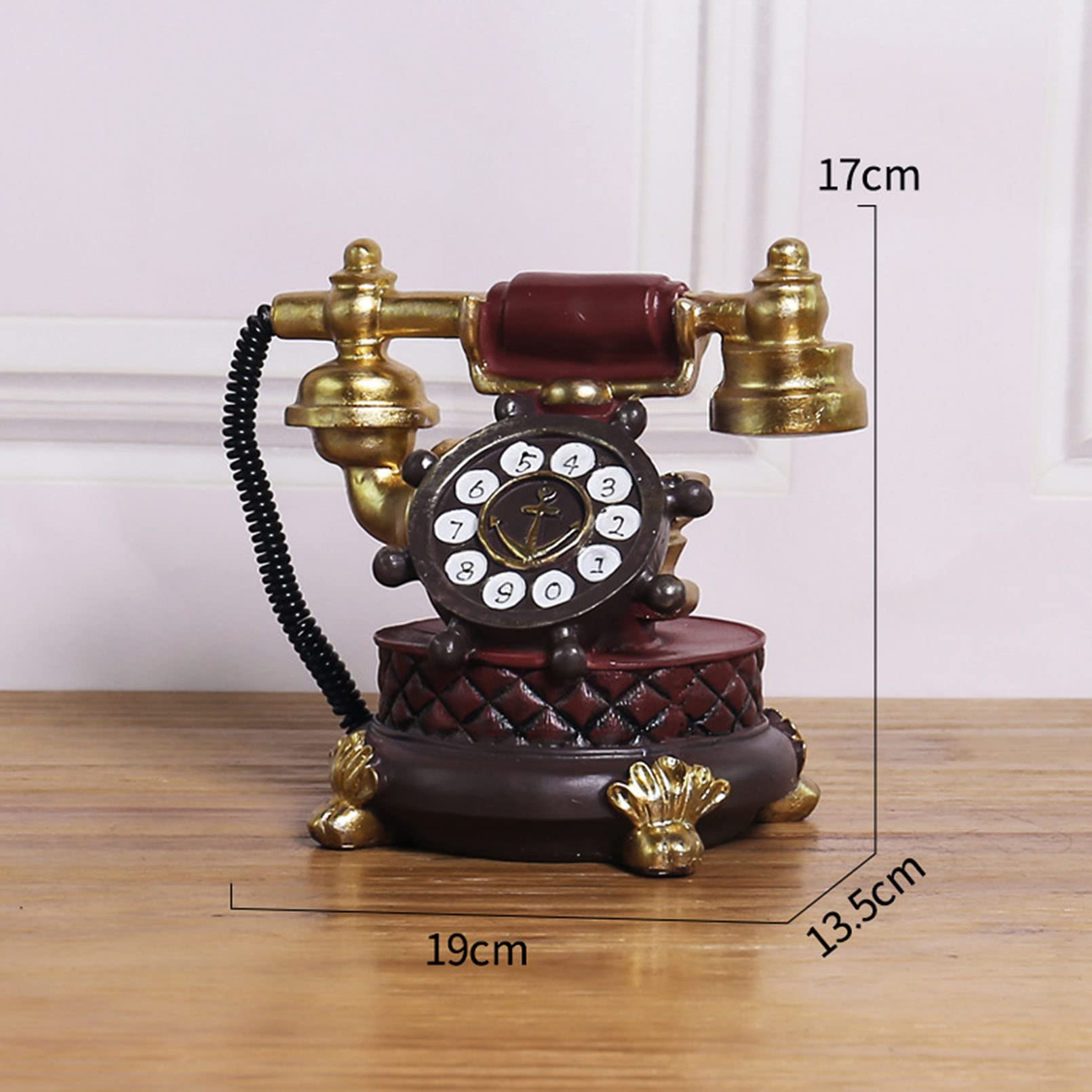 Telefono decorativo in stile europeo antico, statuetta creativa retrò a forma di telefono fisso per casa, ufficio, affari e hotel