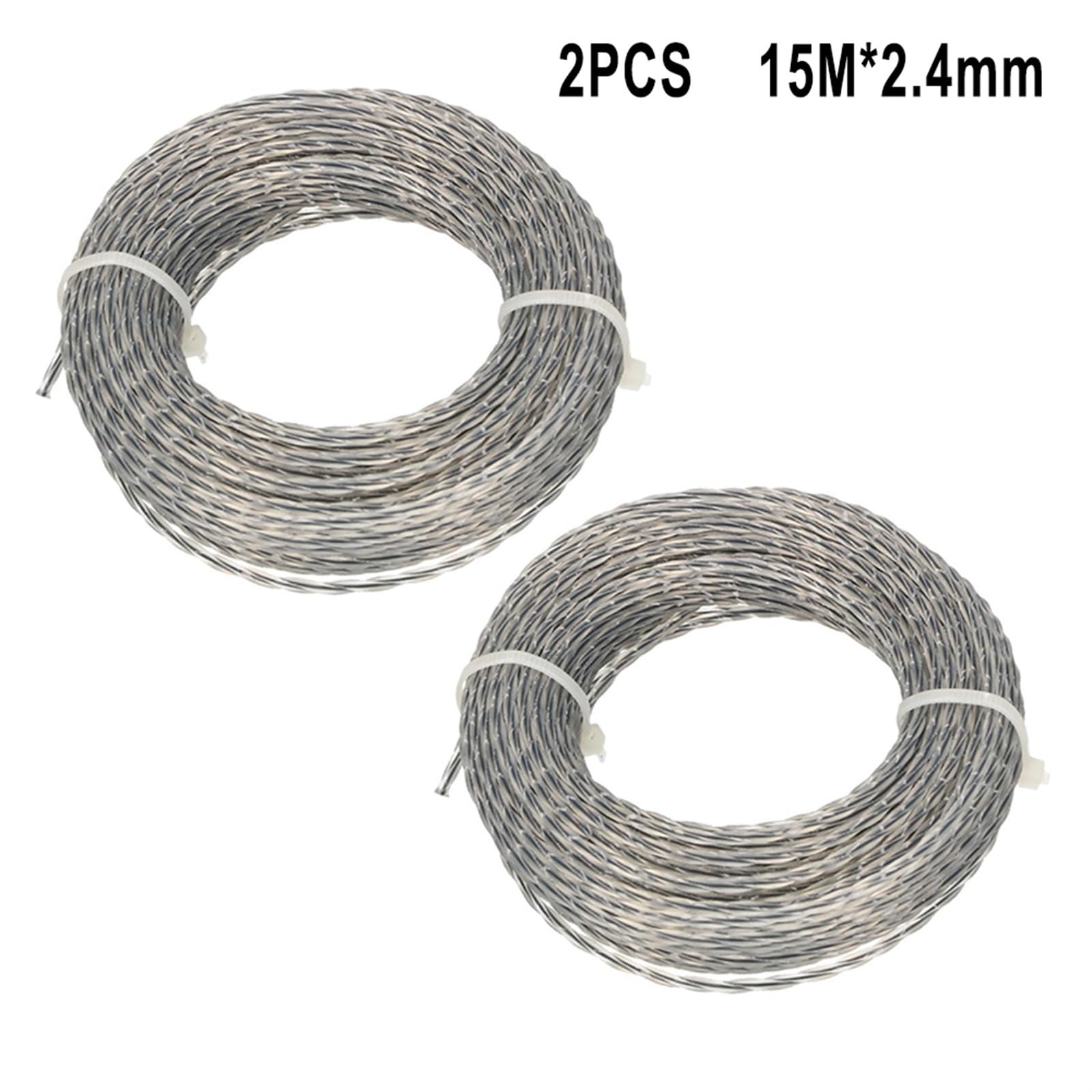 Hilo Desbrozadora Hilo de desbrozadora de césped reforzado con núcleo, carrete de hilo de 2,0-3,0 Mm X 15m/30m for cortar plantas silvestres, herramientas de jardín y agricultura, 2 juegos(15mx2.4mmx