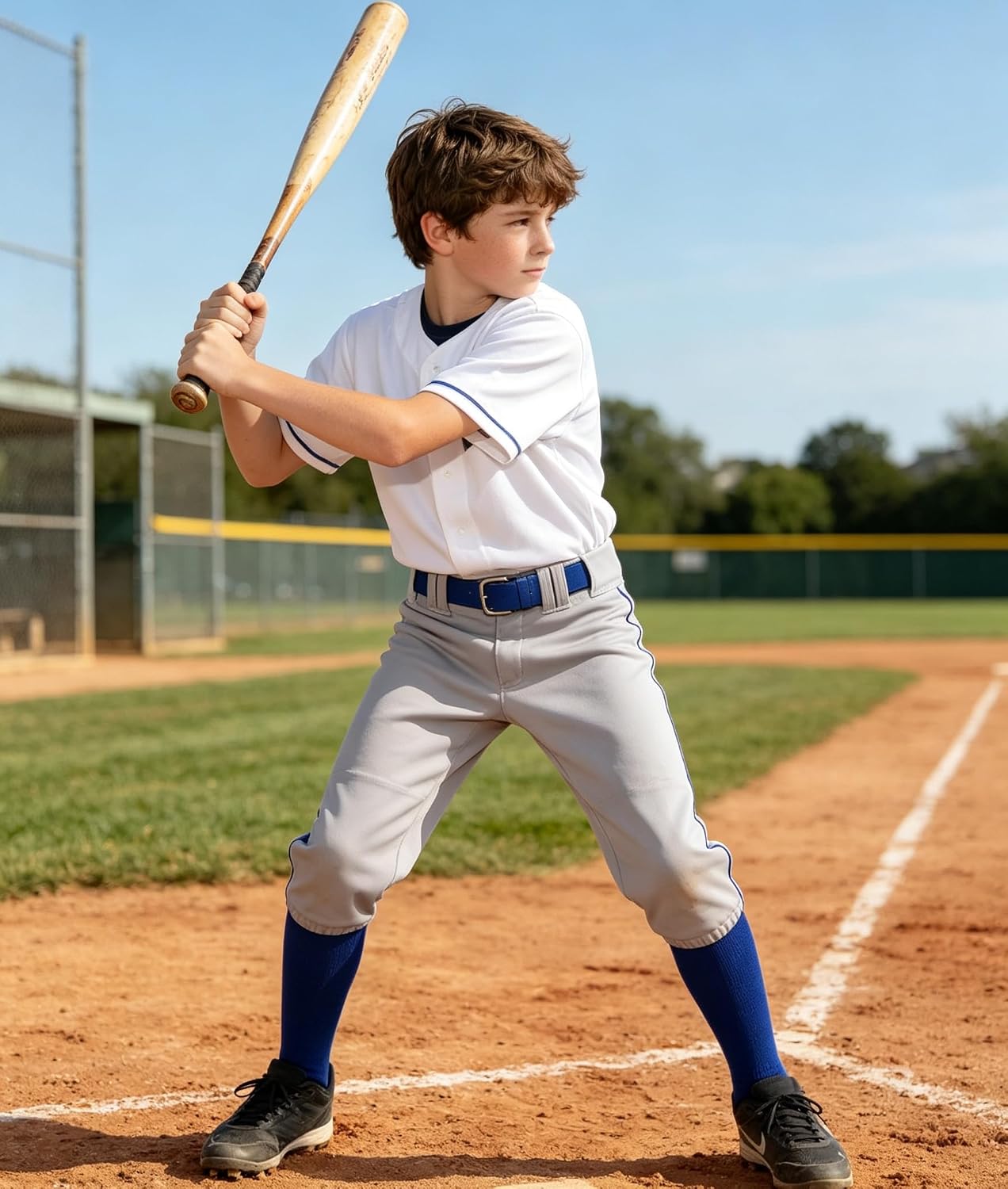 Henwarry Boy Girls Cushioned Athletic Baseball Socks and Elastic Belt Combo