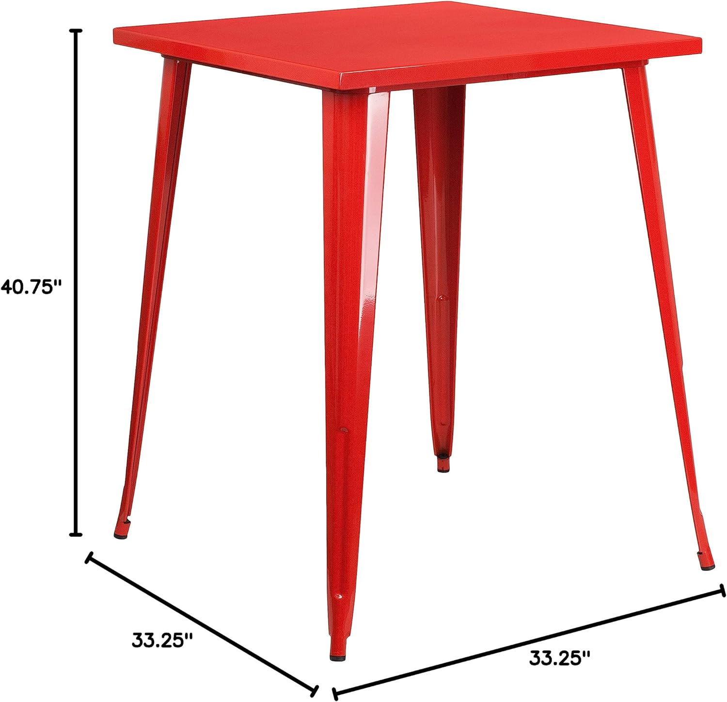 Flash Furniture Nolan Commercial Grade 31.5" Square Red Metal Indoor-Outdoor Bar Height Table