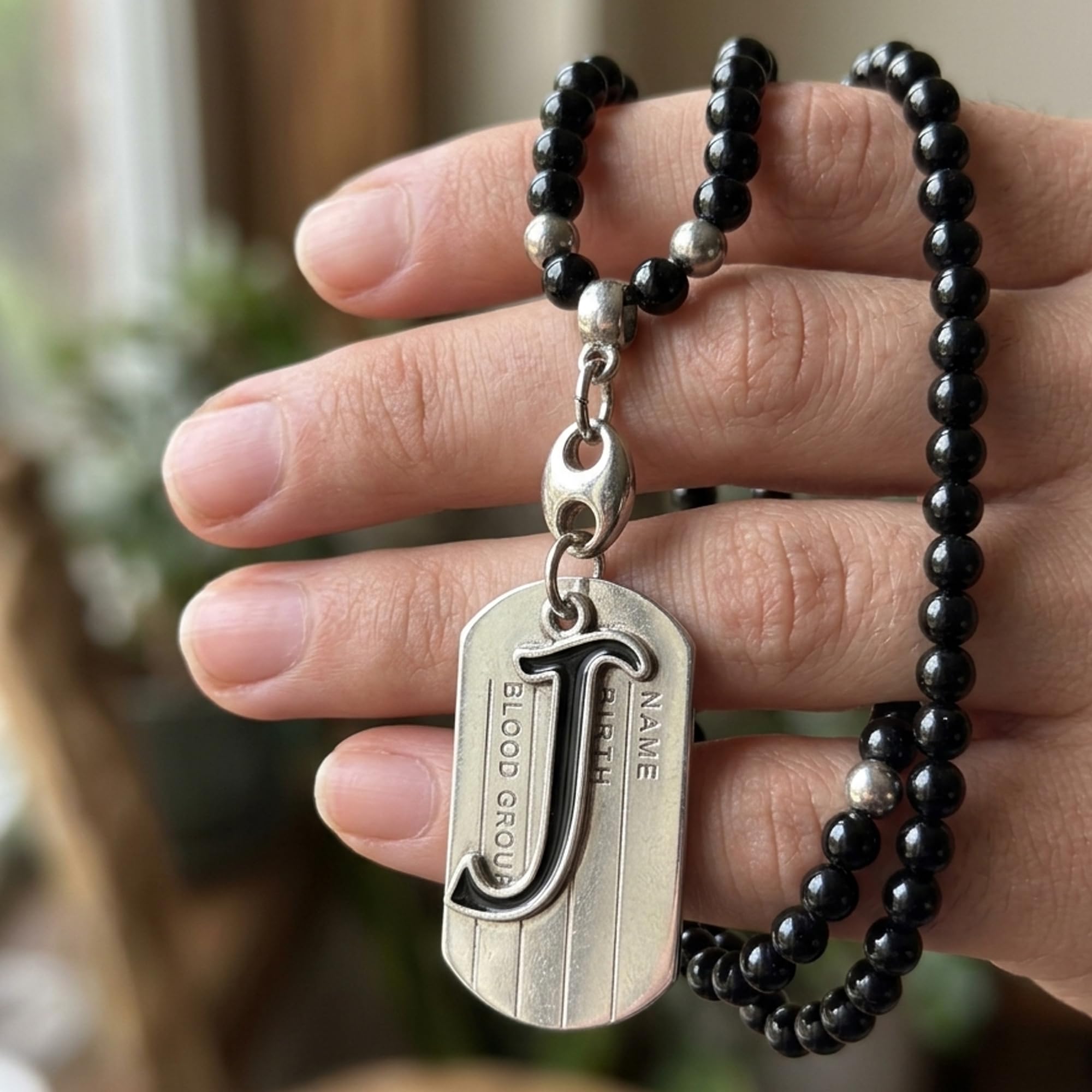 D2fashion Premium J Letter Charm Pendant | Classic Black Beaded Chain-image-36