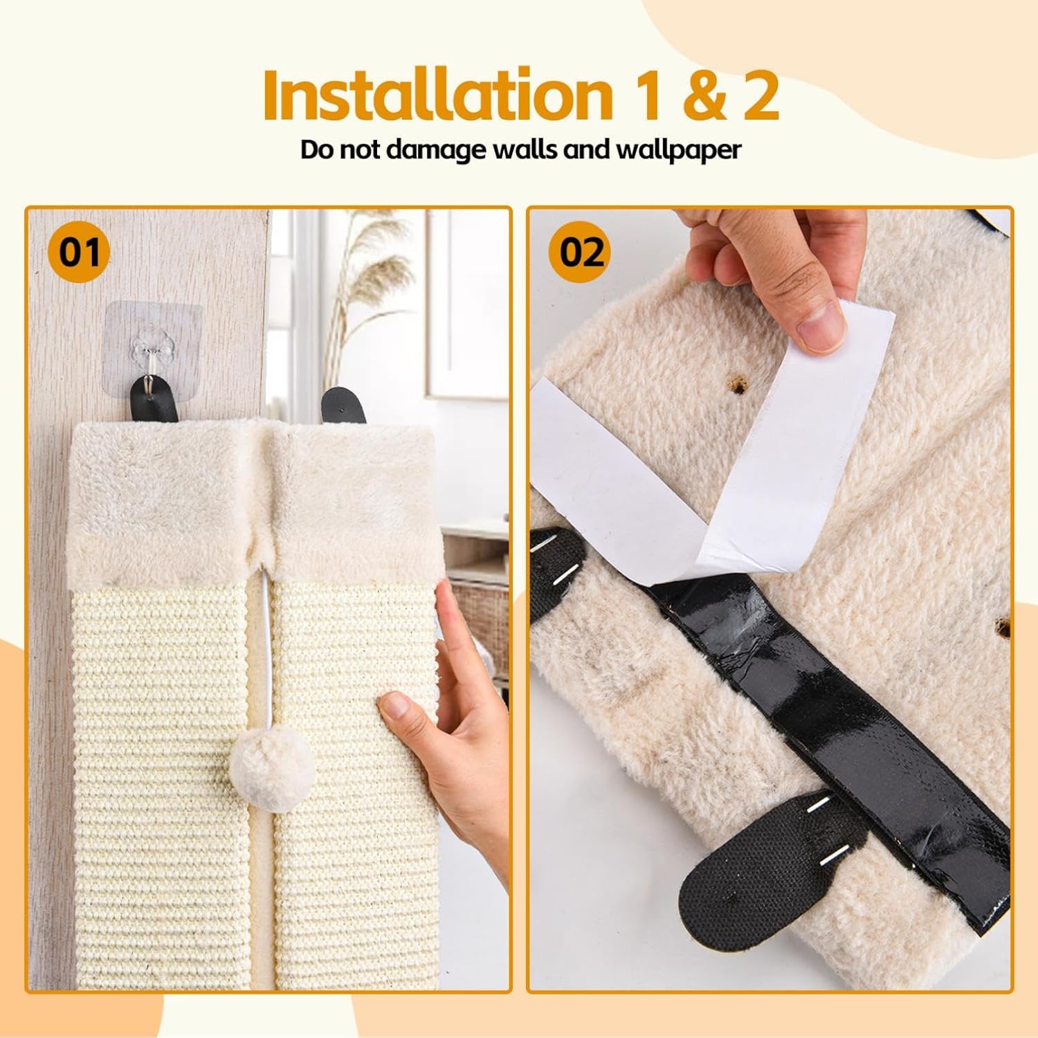 review 2-Pack Wall Corner Cat Scratcher for Indoor Cats - Wall Mounted Sisal Scratching Pad with Hanging Ball - Vertical Corner Wall Mount Scratch Panel, Protector for Wall Corner