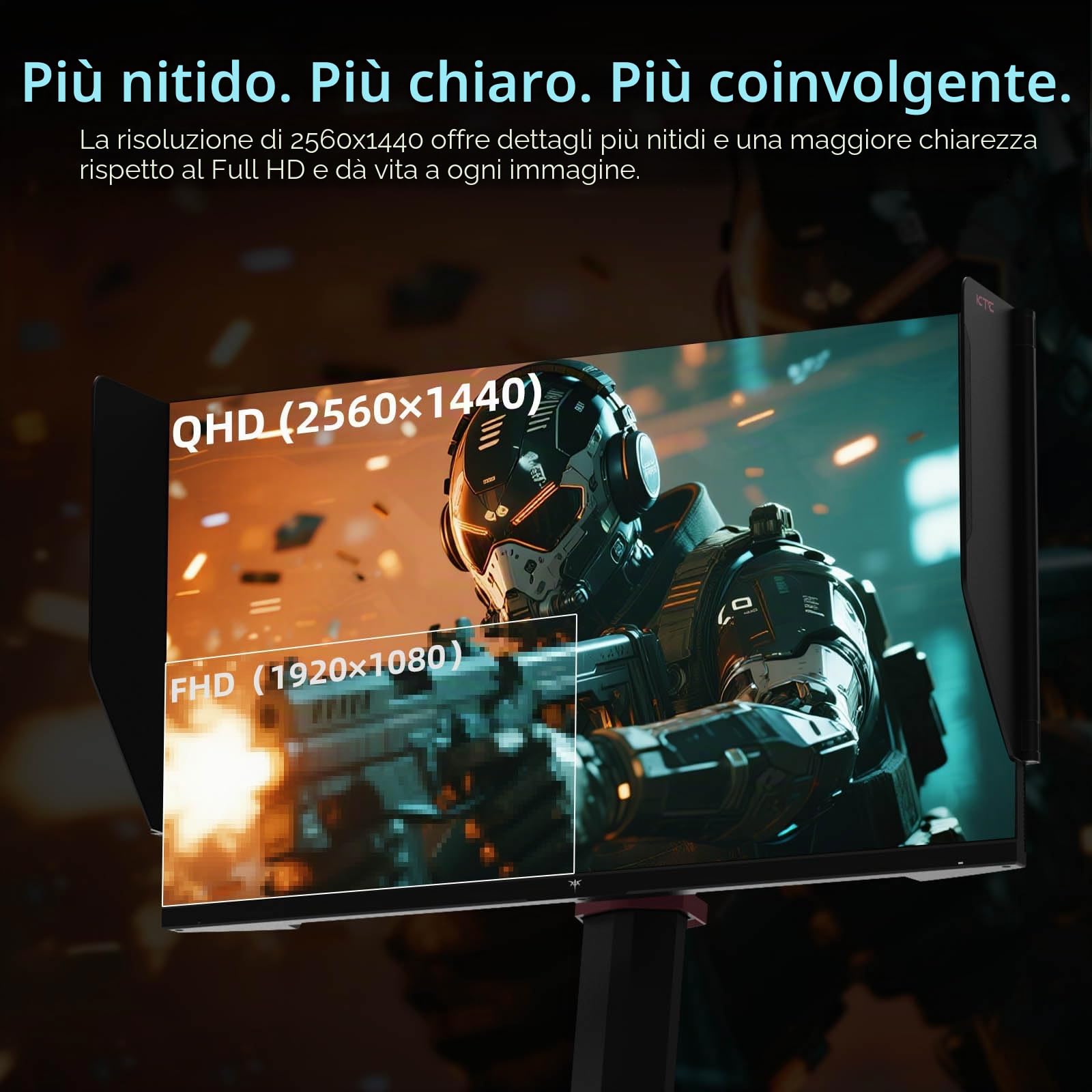 KTC Gaming Monitor 27 Pollici, 275Hz 240Hz, QHD Monitor, Fast IPS, 1ms, 2K QHD 2560 x 1440P Schermo PC, Freesync & G-sync, 100% sRGB, HDR400, Luce blu bassa, VESA 100x100, DP1.4/HDMI 2.0, H27E8