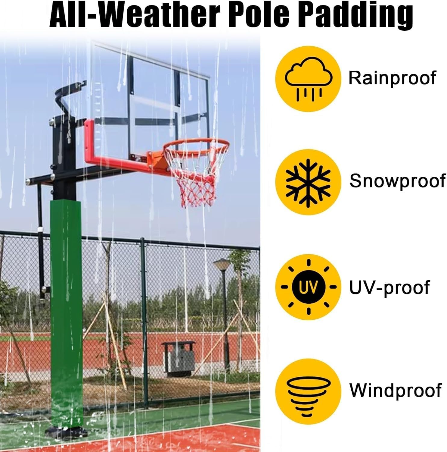バスケットボールポールパッド高耐久フォームポールパッド 選手の安全のために 高さ4/5/6フィート耐候性保護パッド 10x10、16