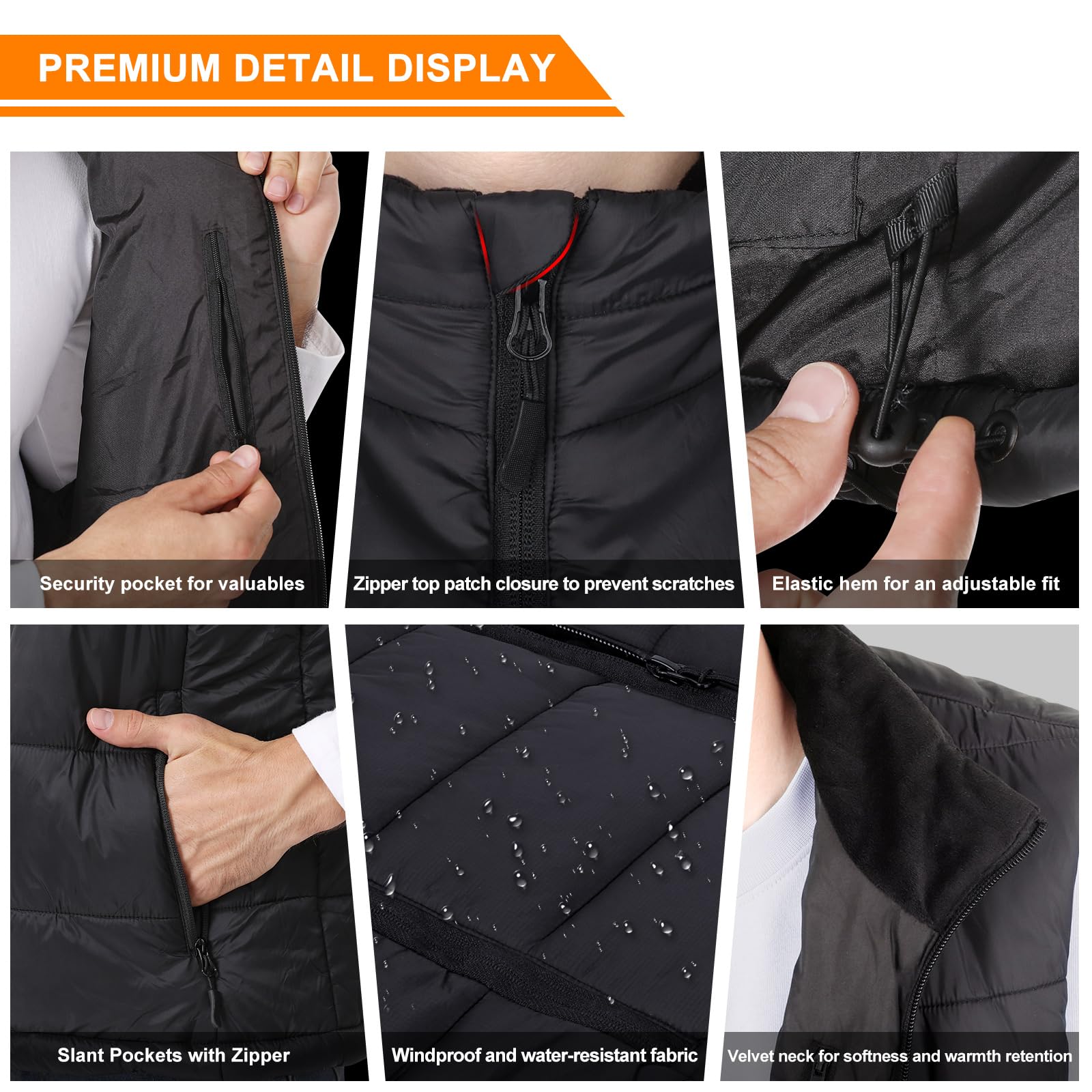 Gilet Chauffant Homme, 15 Zones Chauffantes Veste Chauffante avec Power Bank, Veste Chauffante avec Batterie 12000mAh ＆ 3 Réglages de Température, Gilet Chauffant Homme pour Ski et Randonnée